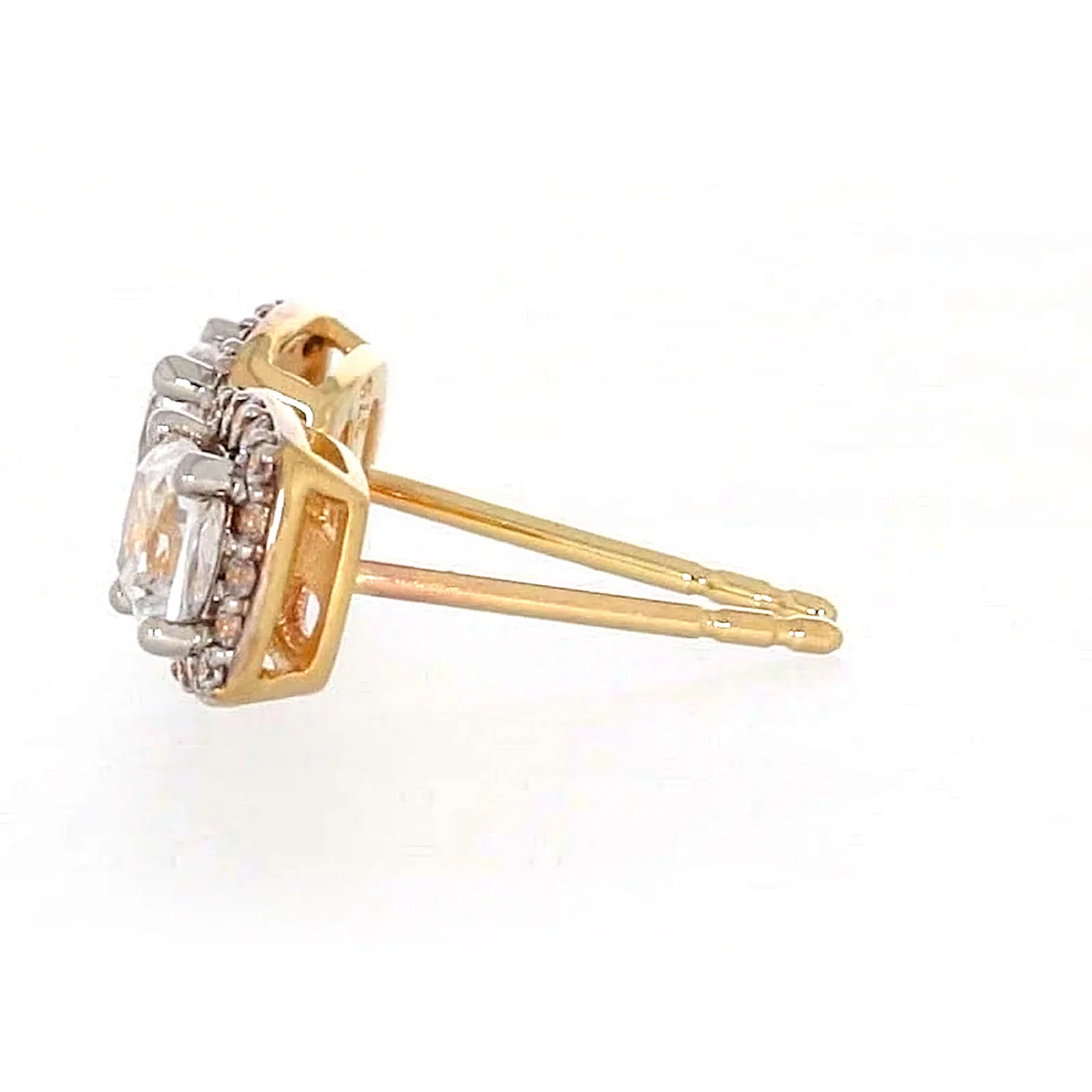 HUSH 9ct Yellow Gold Cushion & Round Brilliant Cut with 1 CARAT tw of Diamond Simulants Stud Earrings - Image 21