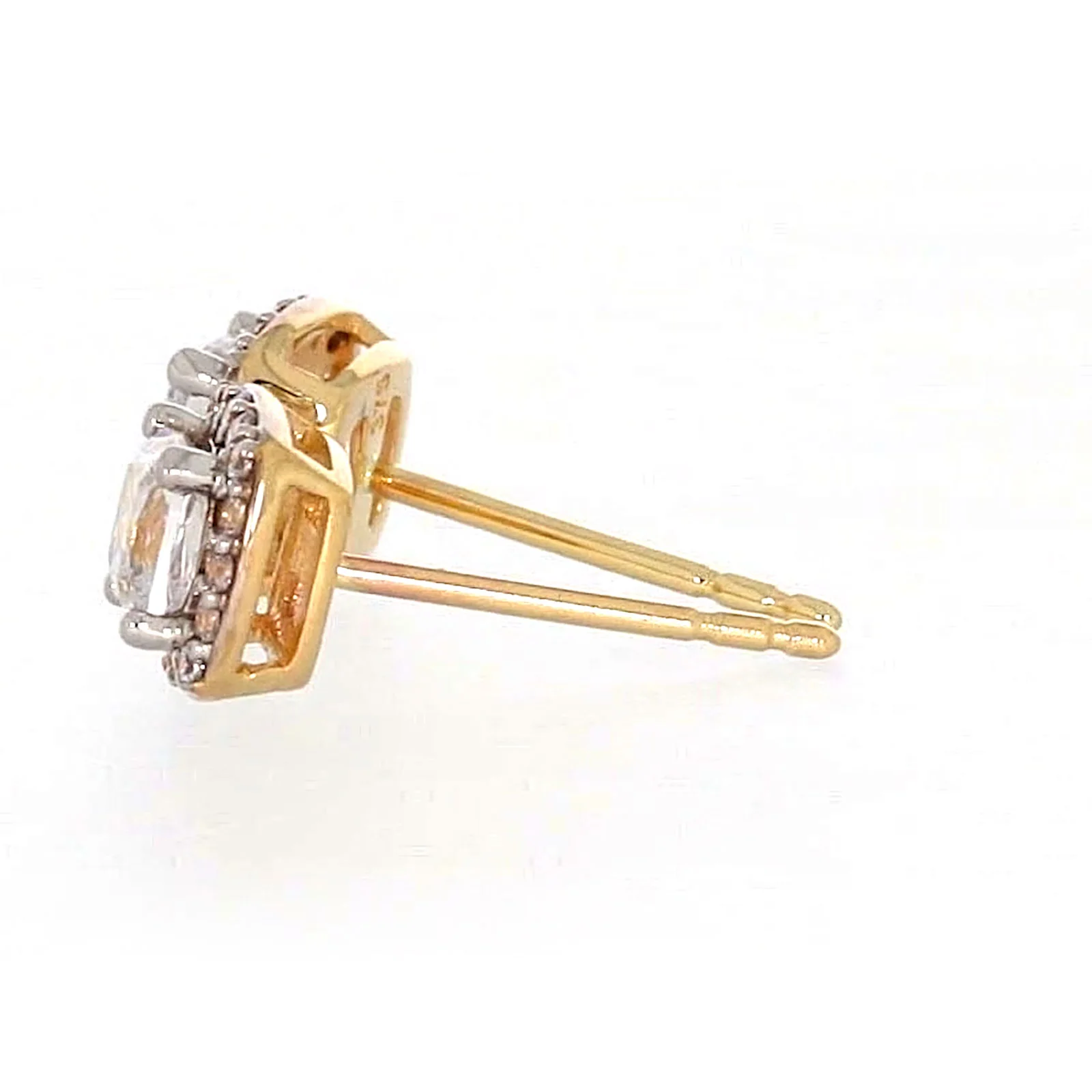 HUSH 9ct Yellow Gold Cushion & Round Brilliant Cut with 1 CARAT tw of Diamond Simulants Stud Earrings - Image 22