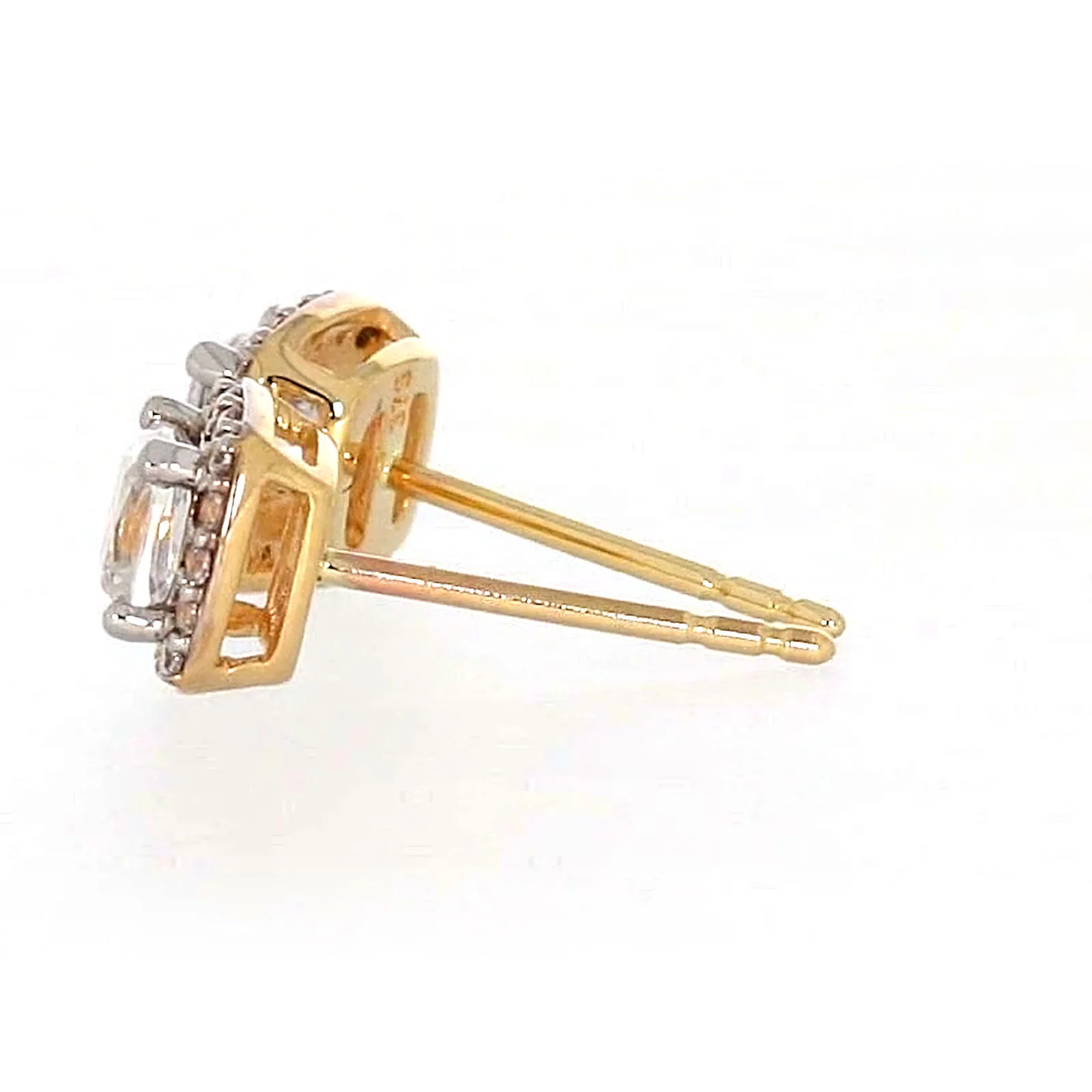 HUSH 9ct Yellow Gold Cushion & Round Brilliant Cut with 1 CARAT tw of Diamond Simulants Stud Earrings - Image 23