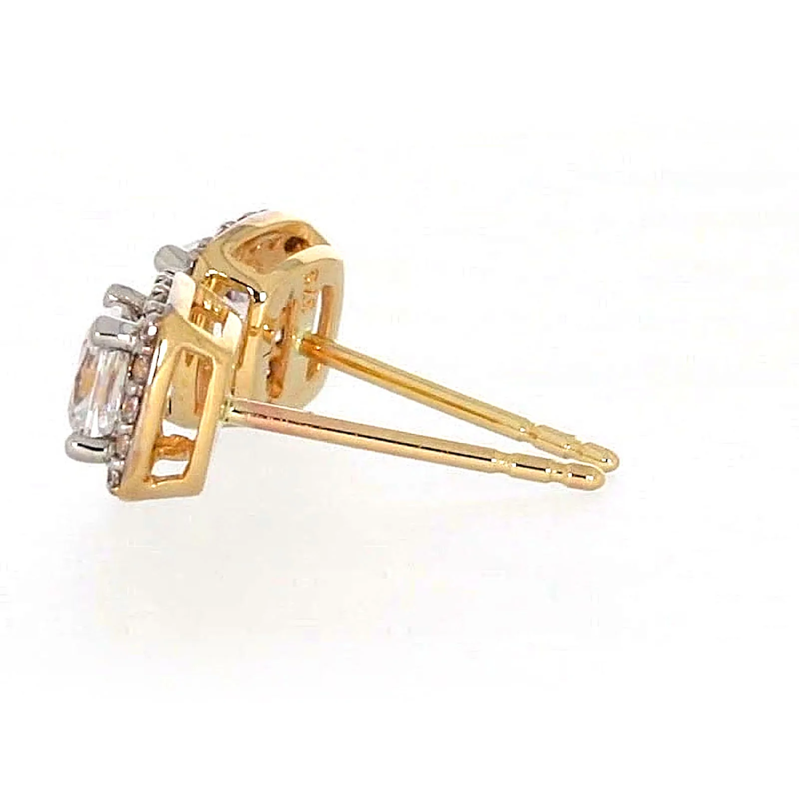 HUSH 9ct Yellow Gold Cushion & Round Brilliant Cut with 1 CARAT tw of Diamond Simulants Stud Earrings - Image 24