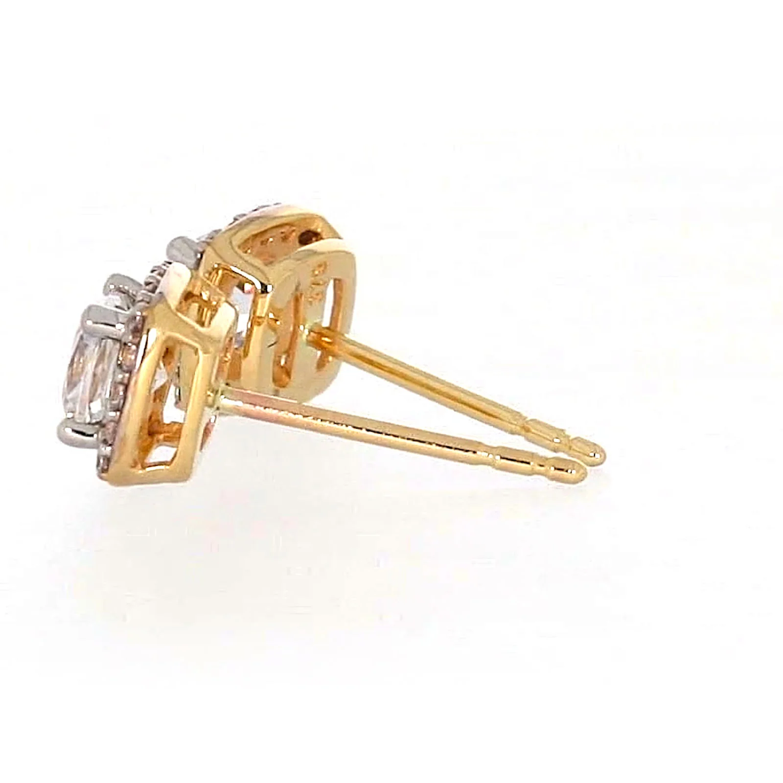HUSH 9ct Yellow Gold Cushion & Round Brilliant Cut with 1 CARAT tw of Diamond Simulants Stud Earrings - Image 25