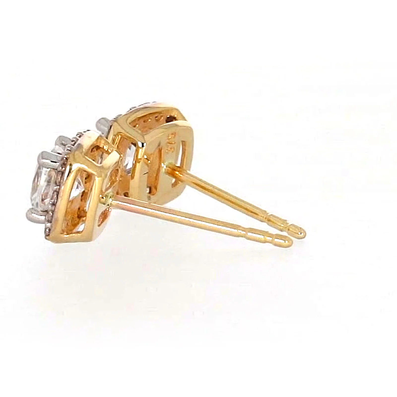 HUSH 9ct Yellow Gold Cushion & Round Brilliant Cut with 1 CARAT tw of Diamond Simulants Stud Earrings - Image 26