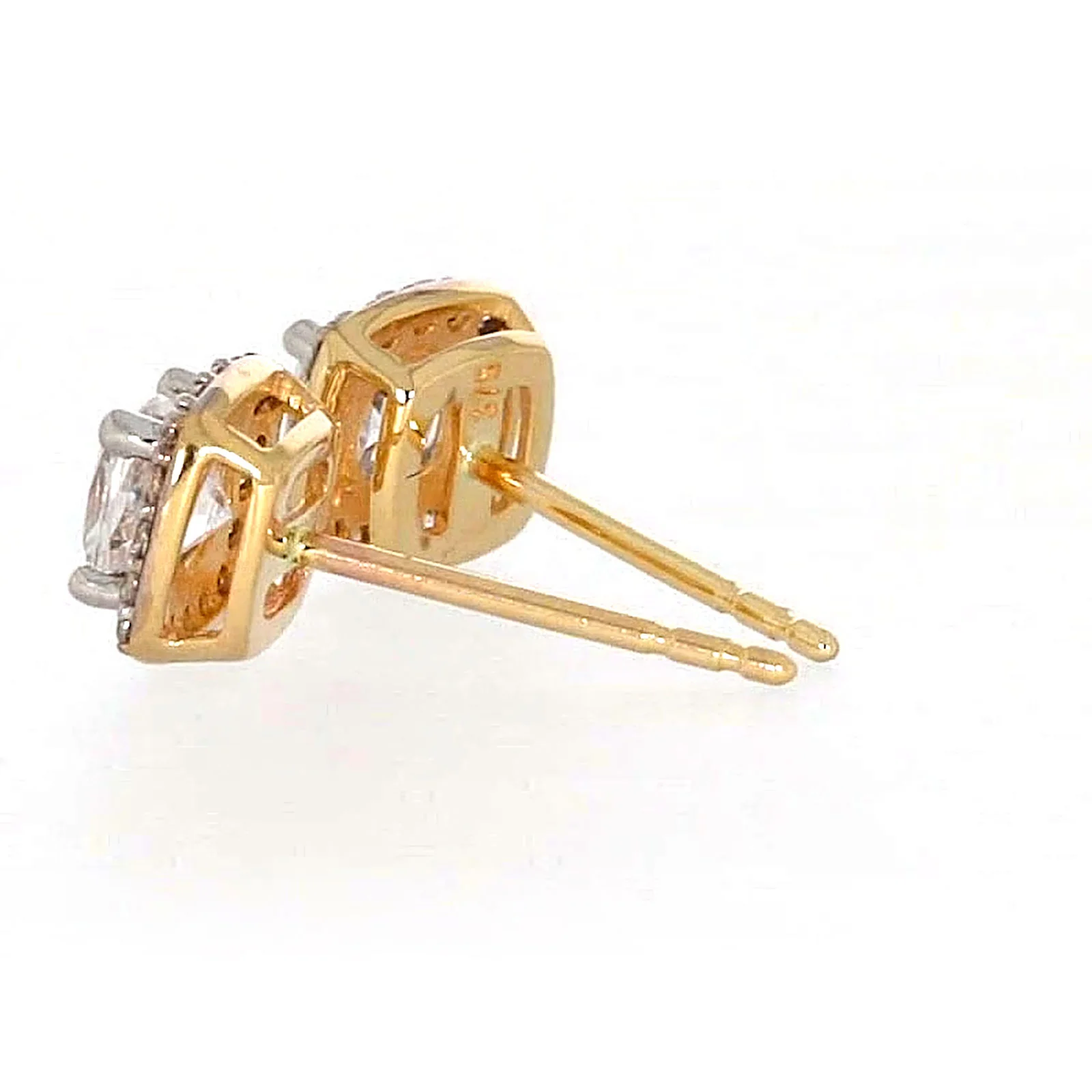 HUSH 9ct Yellow Gold Cushion & Round Brilliant Cut with 1 CARAT tw of Diamond Simulants Stud Earrings - Image 27