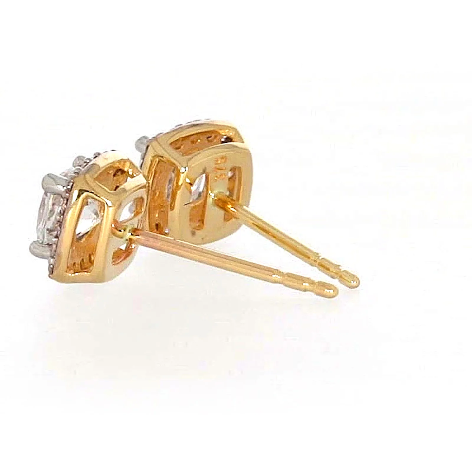 HUSH 9ct Yellow Gold Cushion & Round Brilliant Cut with 1 CARAT tw of Diamond Simulants Stud Earrings - Image 28