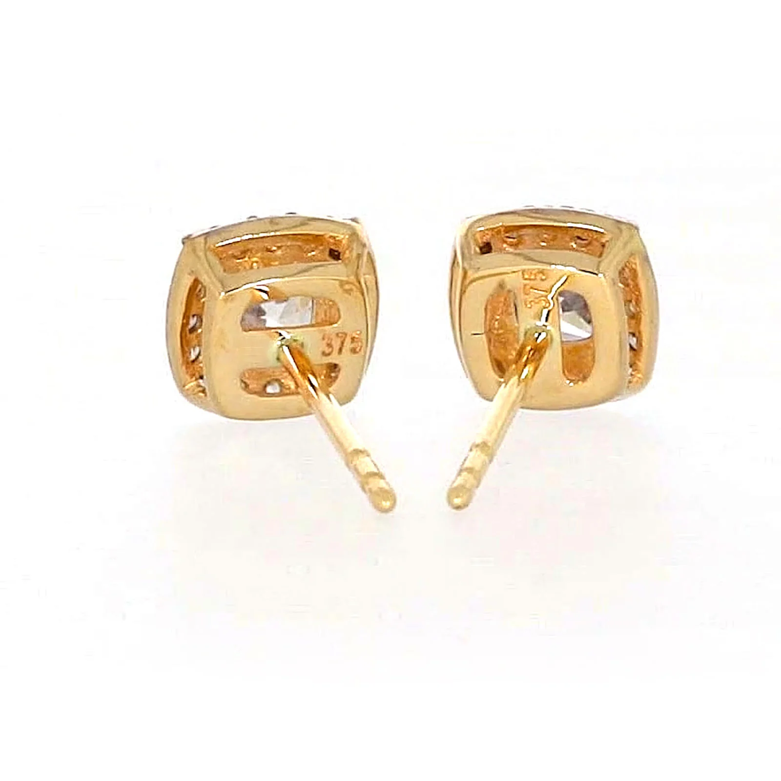 HUSH 9ct Yellow Gold Cushion & Round Brilliant Cut with 1 CARAT tw of Diamond Simulants Stud Earrings - Image 39