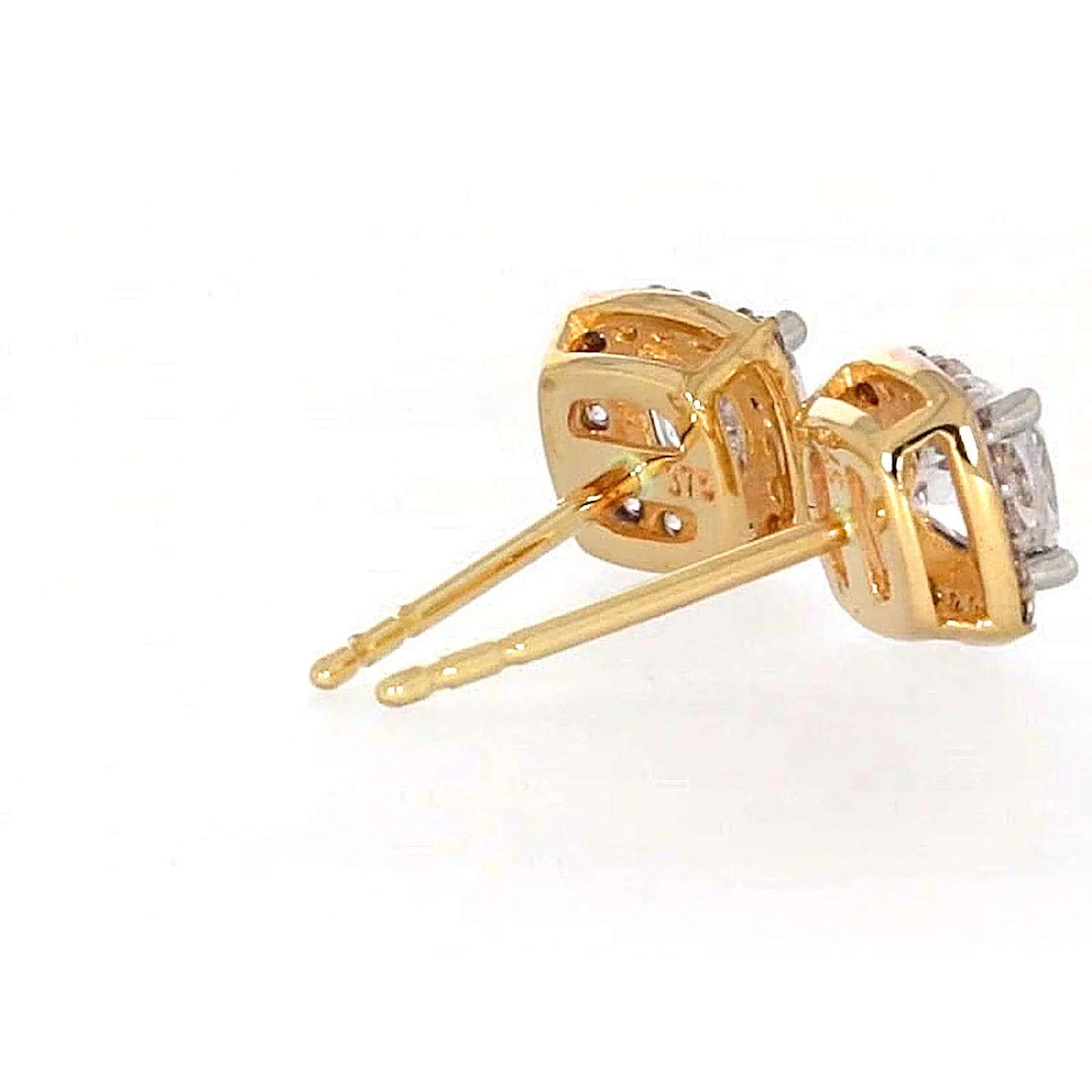 HUSH 9ct Yellow Gold Cushion & Round Brilliant Cut with 1 CARAT tw of Diamond Simulants Stud Earrings - Image 50
