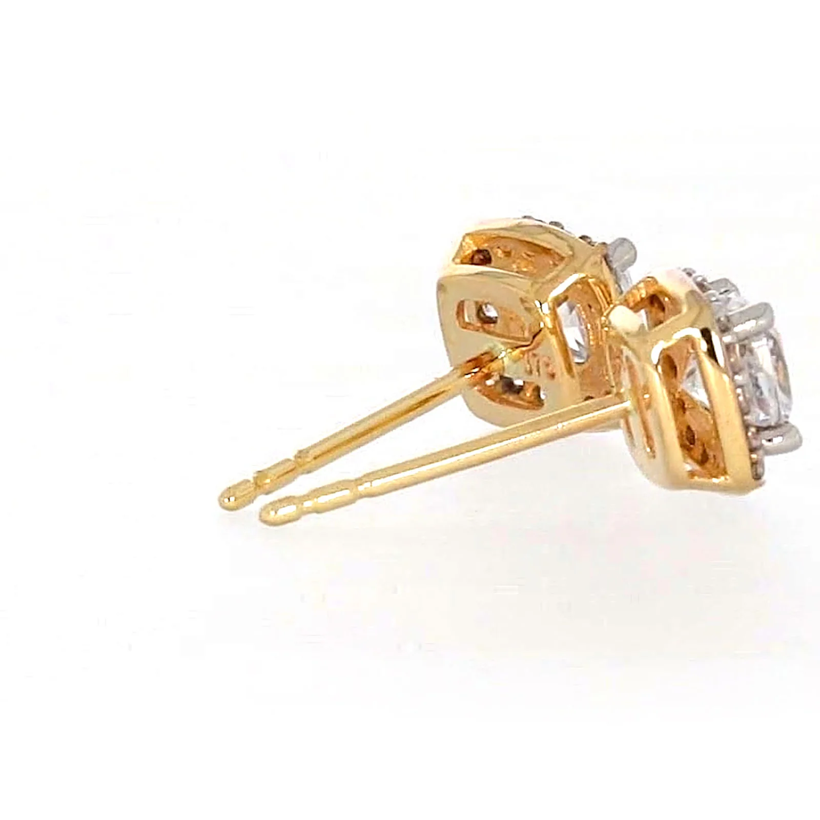 HUSH 9ct Yellow Gold Cushion & Round Brilliant Cut with 1 CARAT tw of Diamond Simulants Stud Earrings - Image 52