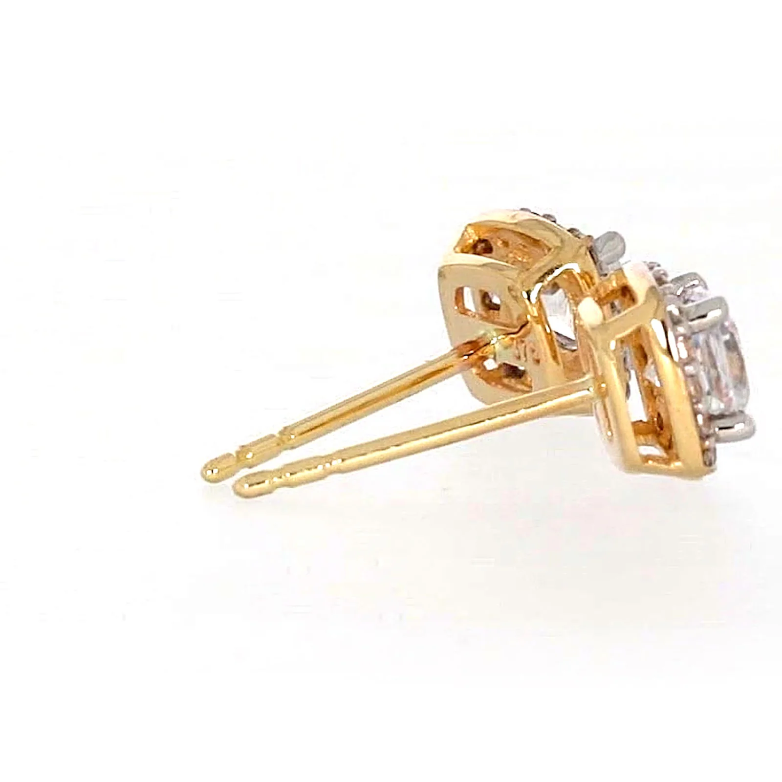 HUSH 9ct Yellow Gold Cushion & Round Brilliant Cut with 1 CARAT tw of Diamond Simulants Stud Earrings - Image 53