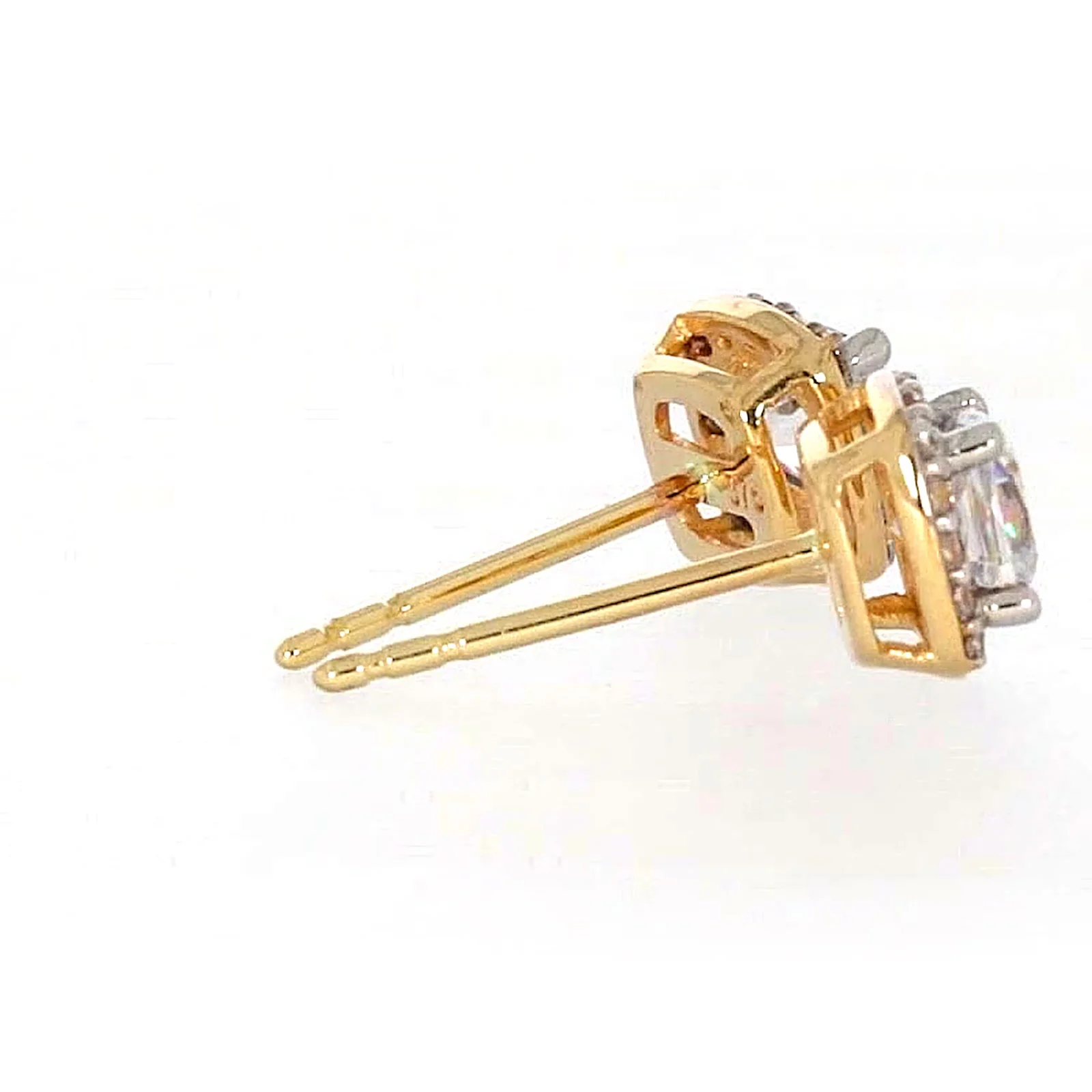 HUSH 9ct Yellow Gold Cushion & Round Brilliant Cut with 1 CARAT tw of Diamond Simulants Stud Earrings - Image 54