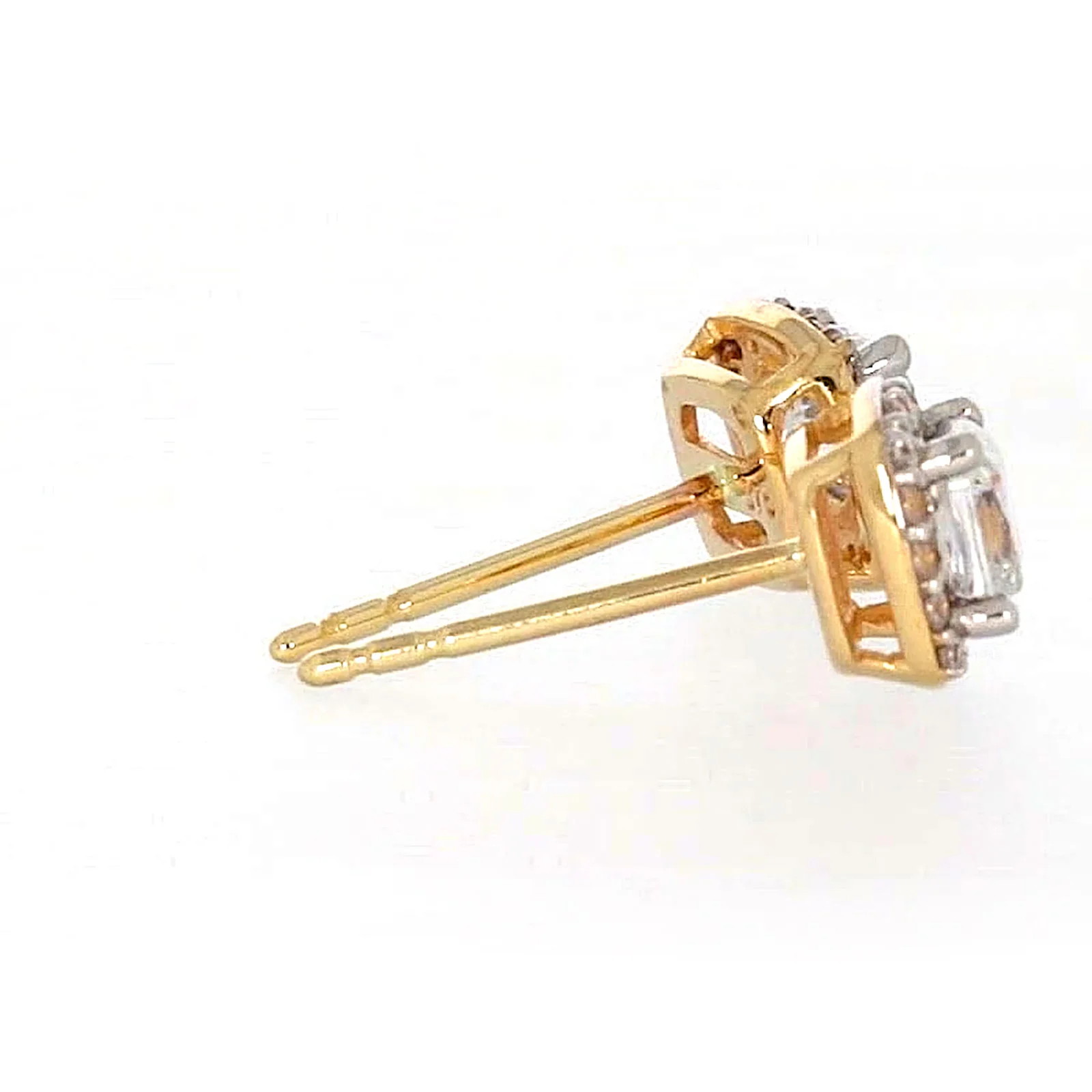 HUSH 9ct Yellow Gold Cushion & Round Brilliant Cut with 1 CARAT tw of Diamond Simulants Stud Earrings - Image 55