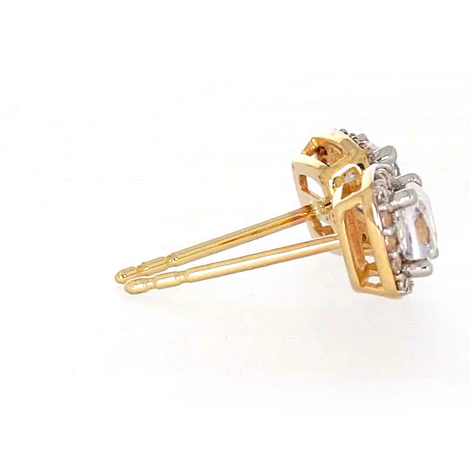 HUSH 9ct Yellow Gold Cushion & Round Brilliant Cut with 1 CARAT tw of Diamond Simulants Stud Earrings - Image 56