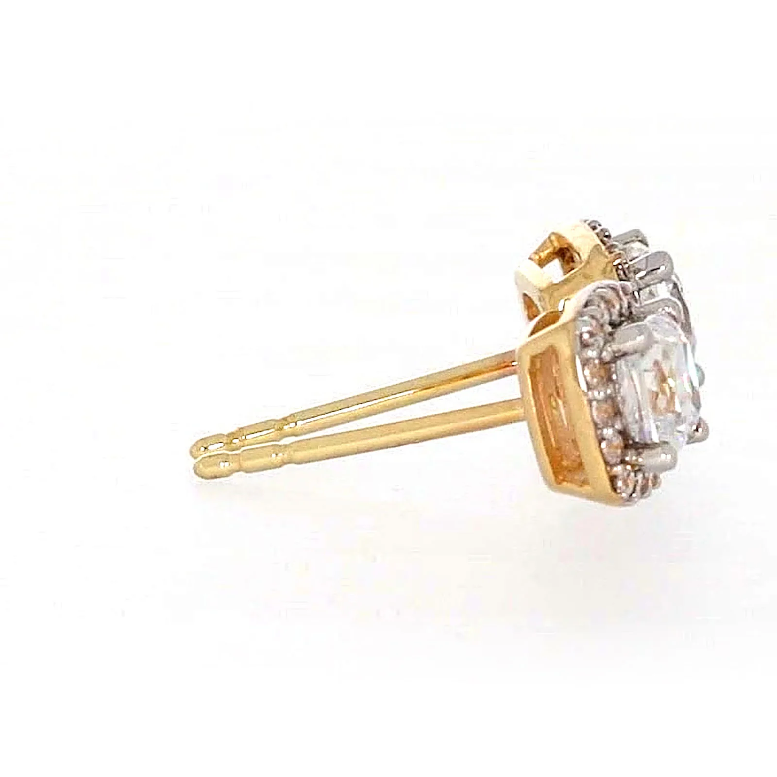 HUSH 9ct Yellow Gold Cushion & Round Brilliant Cut with 1 CARAT tw of Diamond Simulants Stud Earrings - Image 58
