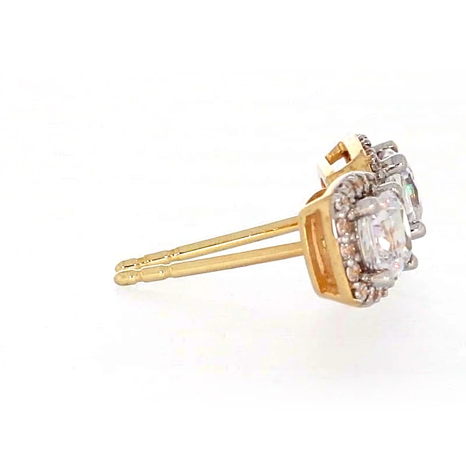 HUSH 9ct Yellow Gold Cushion & Round Brilliant Cut with 1 CARAT tw of Diamond Simulants Stud Earrings - Image 59