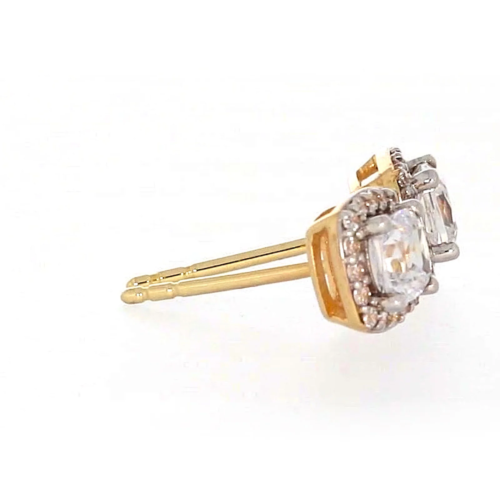 HUSH 9ct Yellow Gold Cushion & Round Brilliant Cut with 1 CARAT tw of Diamond Simulants Stud Earrings - Image 60