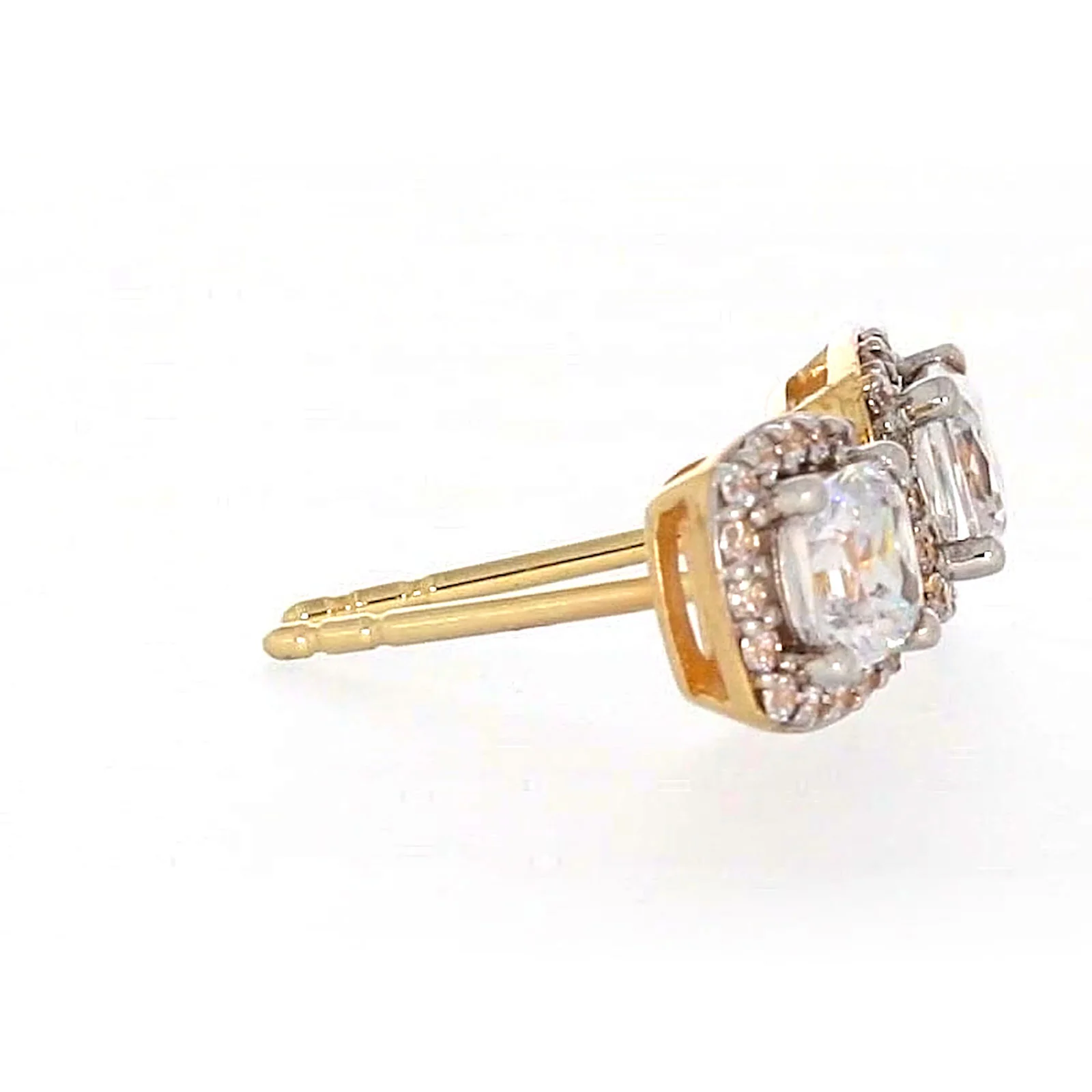 HUSH 9ct Yellow Gold Cushion & Round Brilliant Cut with 1 CARAT tw of Diamond Simulants Stud Earrings - Image 61