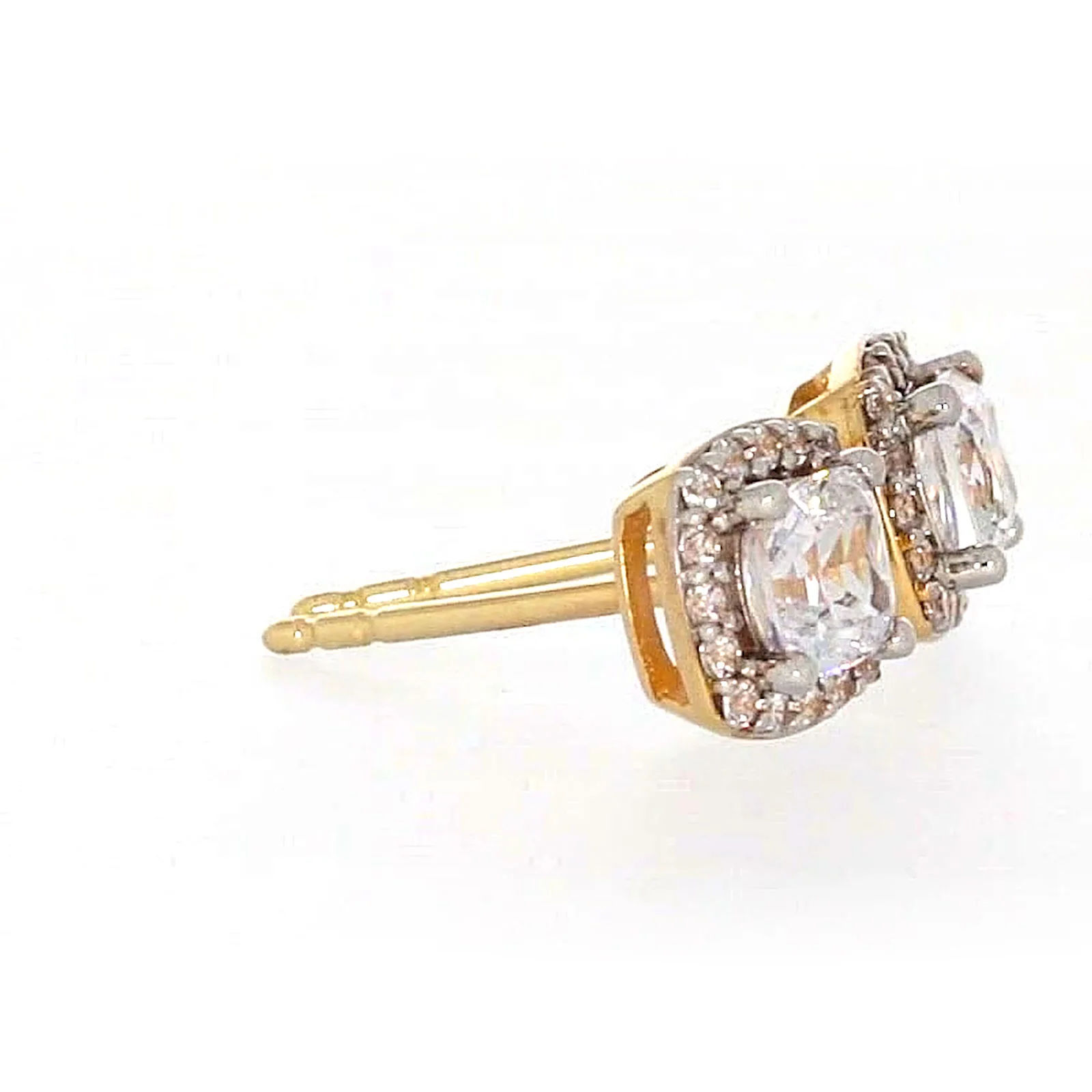 HUSH 9ct Yellow Gold Cushion & Round Brilliant Cut with 1 CARAT tw of Diamond Simulants Stud Earrings - Image 62