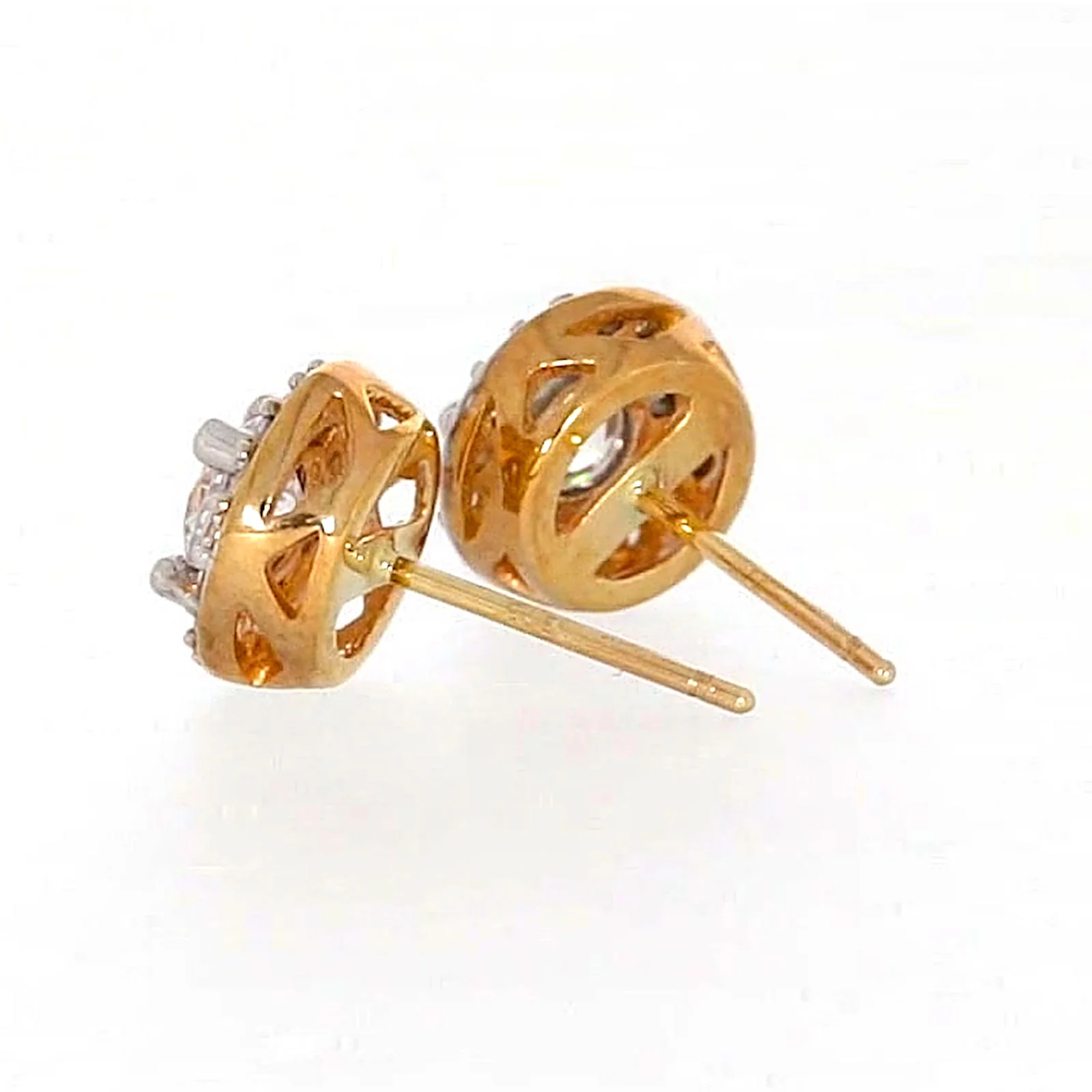 HUSH 9ct Yellow Gold Round Brilliant Cut with 0.60 CARAT tw of Diamond Simulants Stud Earrings - Image 30