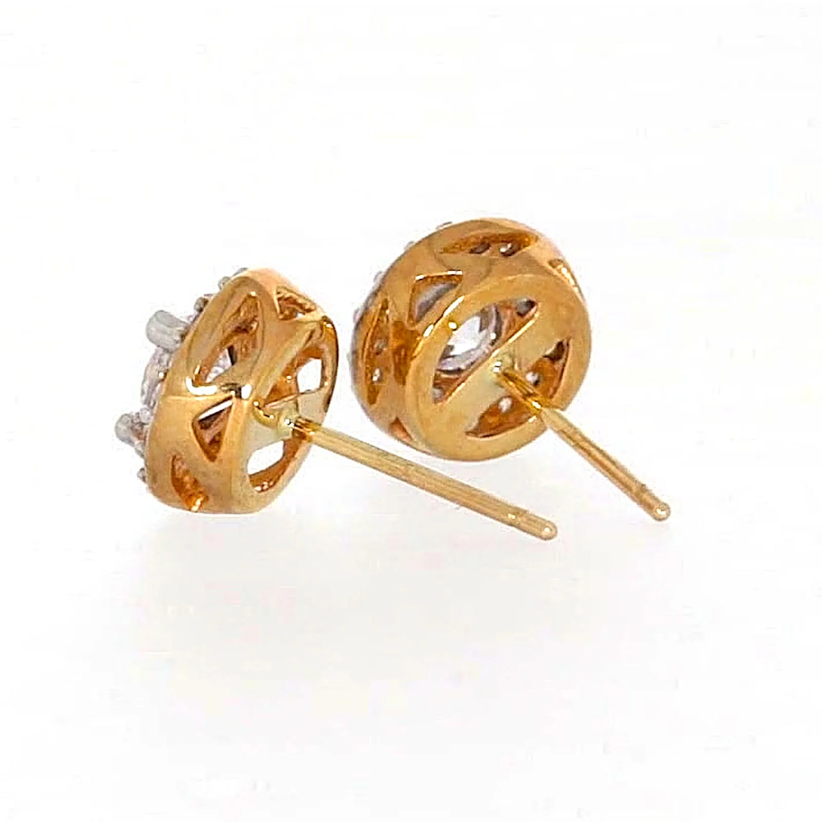 HUSH 9ct Yellow Gold Round Brilliant Cut with 0.60 CARAT tw of Diamond Simulants Stud Earrings - Image 31