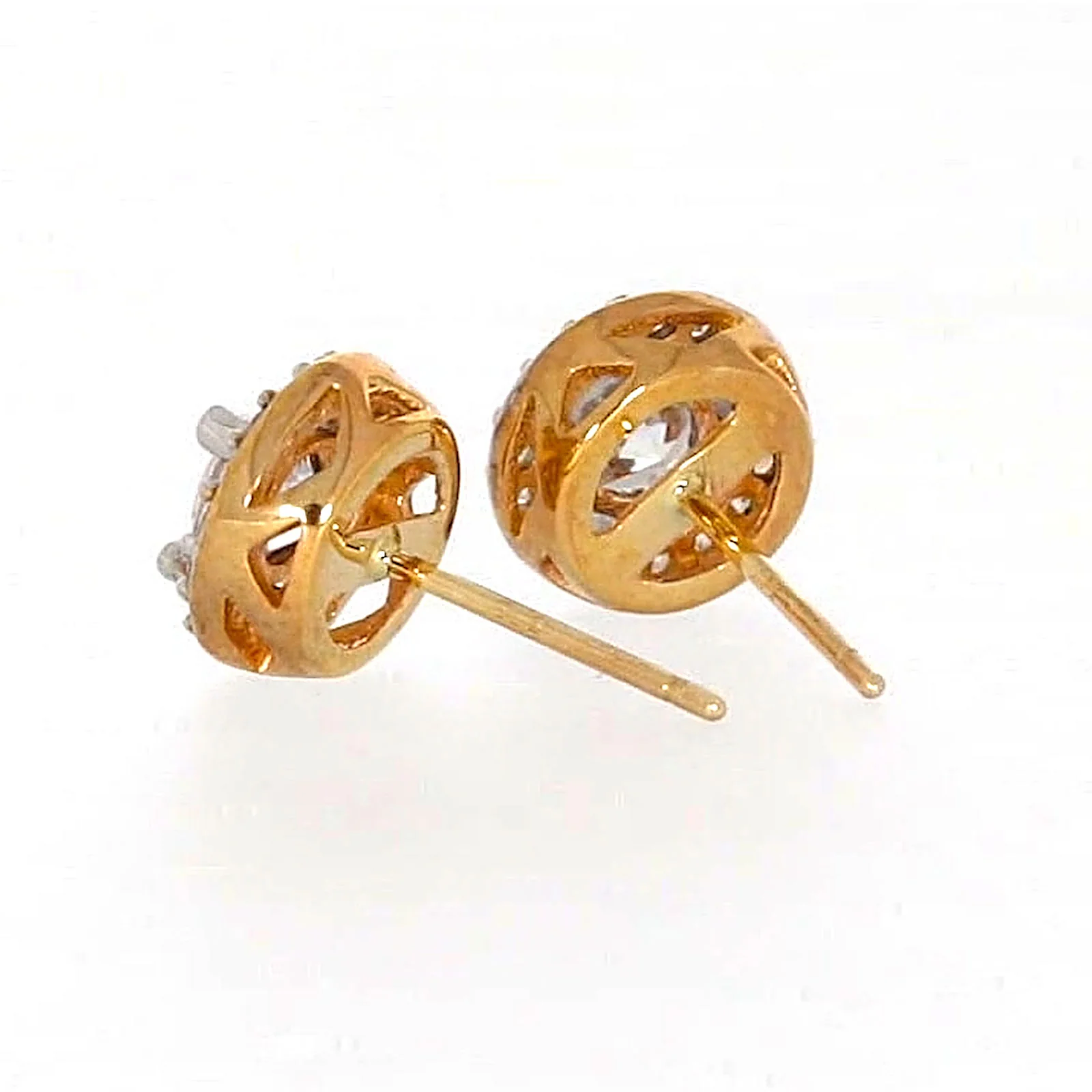 HUSH 9ct Yellow Gold Round Brilliant Cut with 0.60 CARAT tw of Diamond Simulants Stud Earrings - Image 32