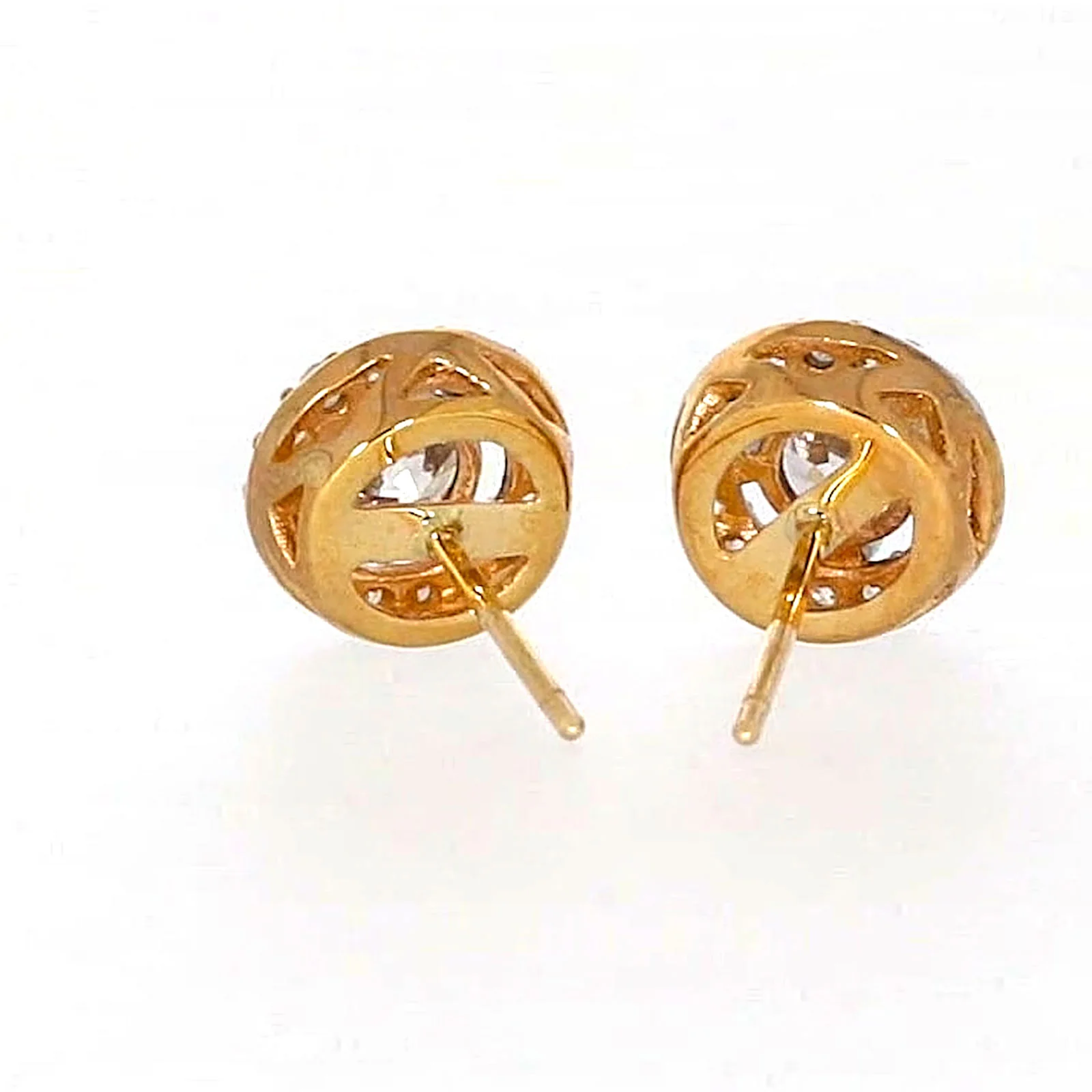 HUSH 9ct Yellow Gold Round Brilliant Cut with 0.60 CARAT tw of Diamond Simulants Stud Earrings - Image 40