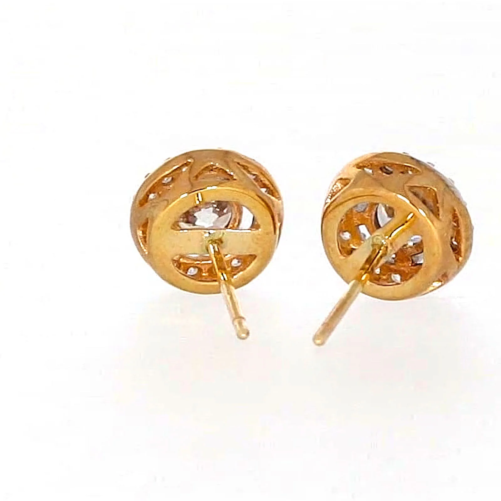 HUSH 9ct Yellow Gold Round Brilliant Cut with 0.60 CARAT tw of Diamond Simulants Stud Earrings - Image 42