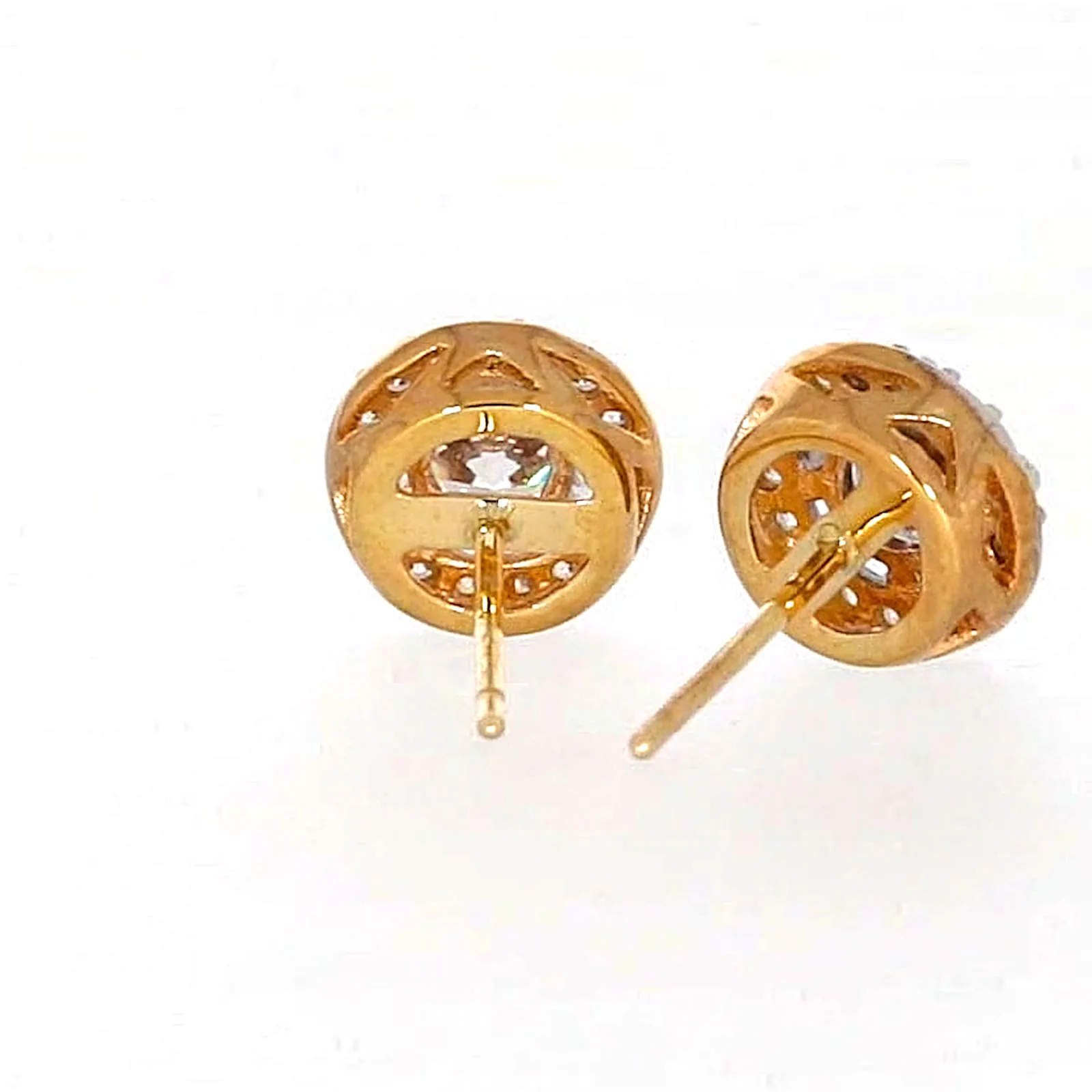 HUSH 9ct Yellow Gold Round Brilliant Cut with 0.60 CARAT tw of Diamond Simulants Stud Earrings - Image 44