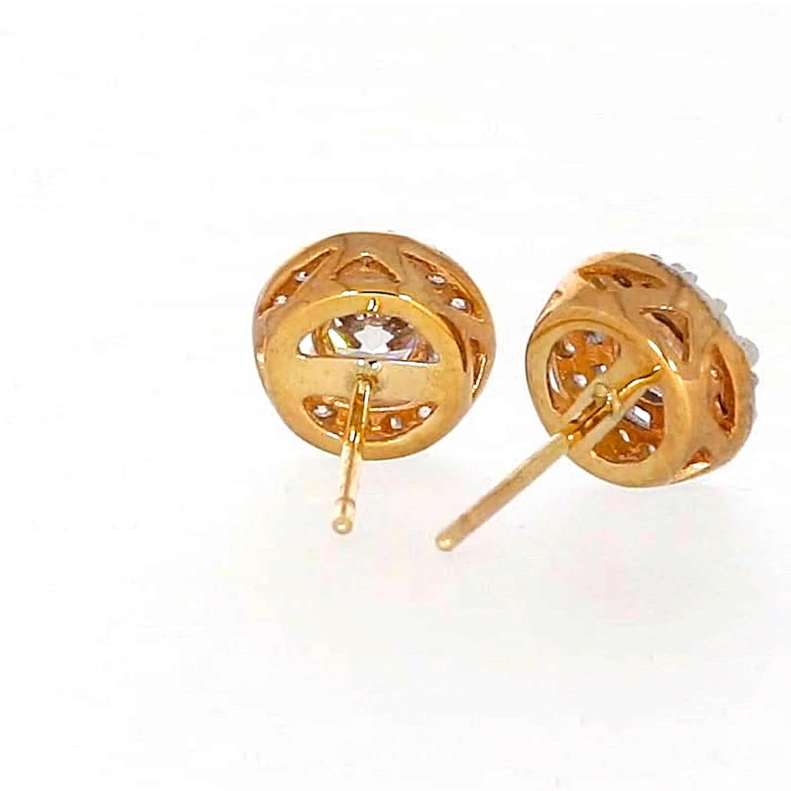 HUSH 9ct Yellow Gold Round Brilliant Cut with 0.60 CARAT tw of Diamond Simulants Stud Earrings - Image 45