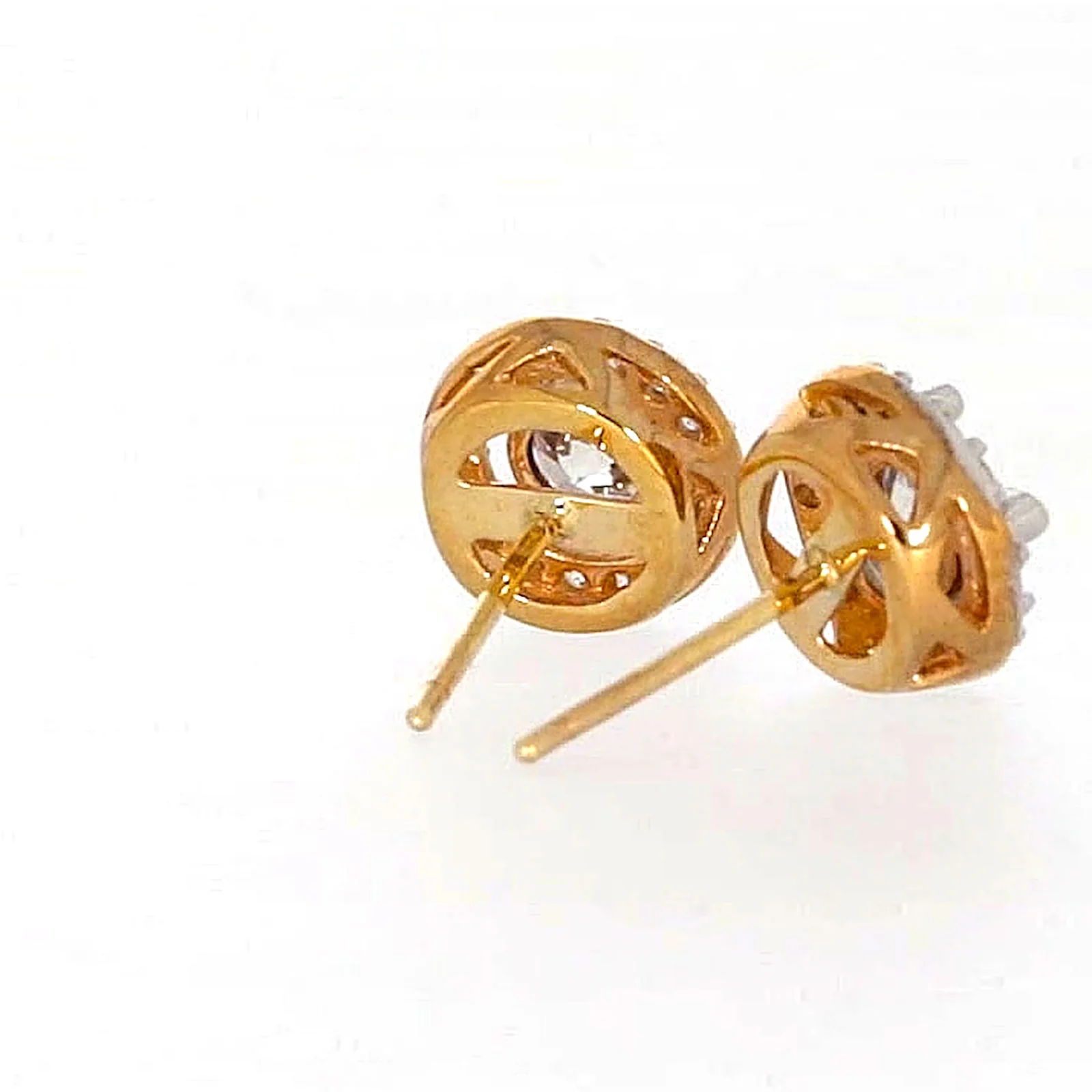 HUSH 9ct Yellow Gold Round Brilliant Cut with 0.60 CARAT tw of Diamond Simulants Stud Earrings - Image 48