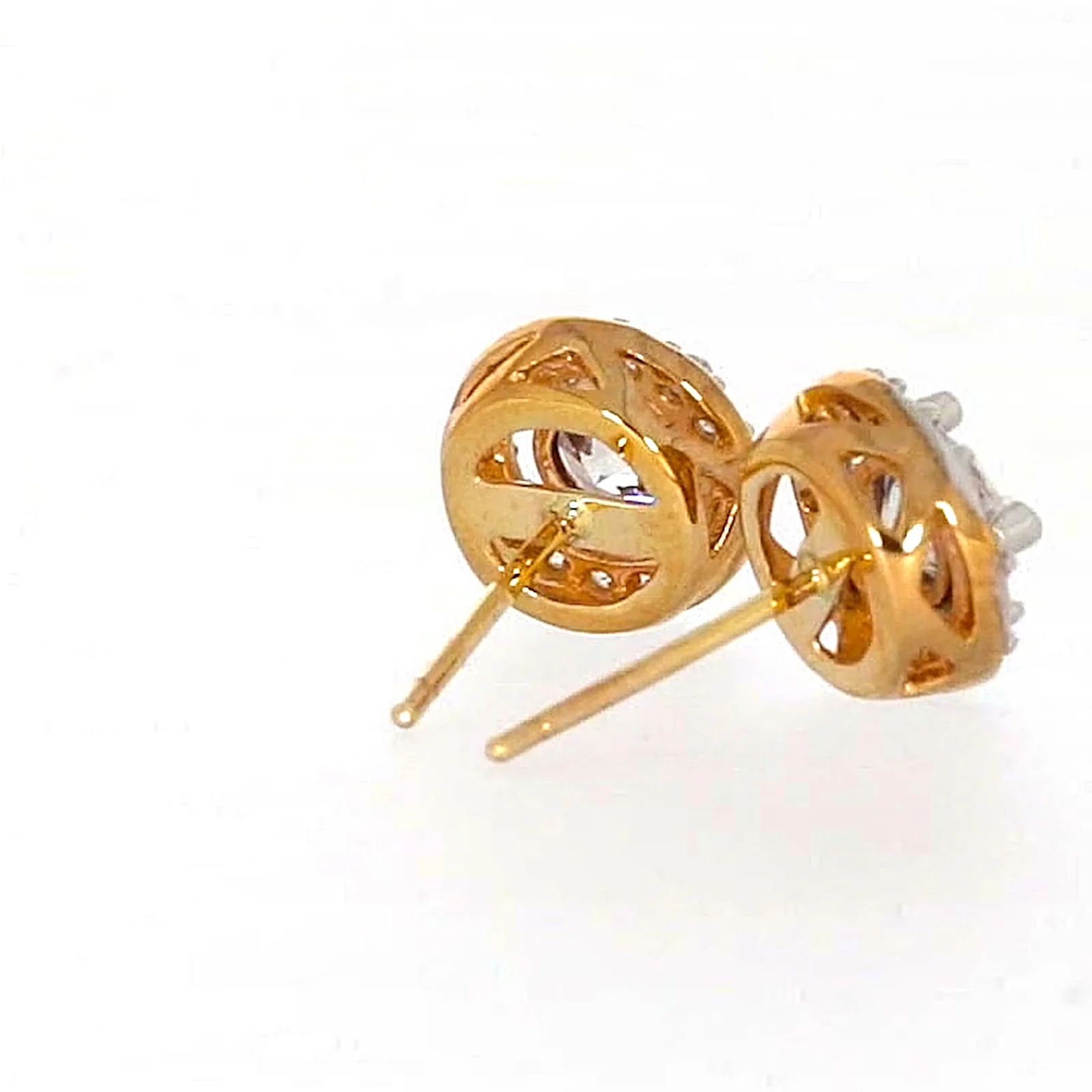 HUSH 9ct Yellow Gold Round Brilliant Cut with 0.60 CARAT tw of Diamond Simulants Stud Earrings - Image 49