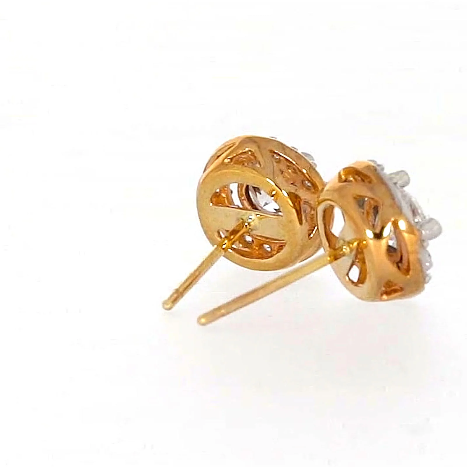 HUSH 9ct Yellow Gold Round Brilliant Cut with 0.60 CARAT tw of Diamond Simulants Stud Earrings - Image 50