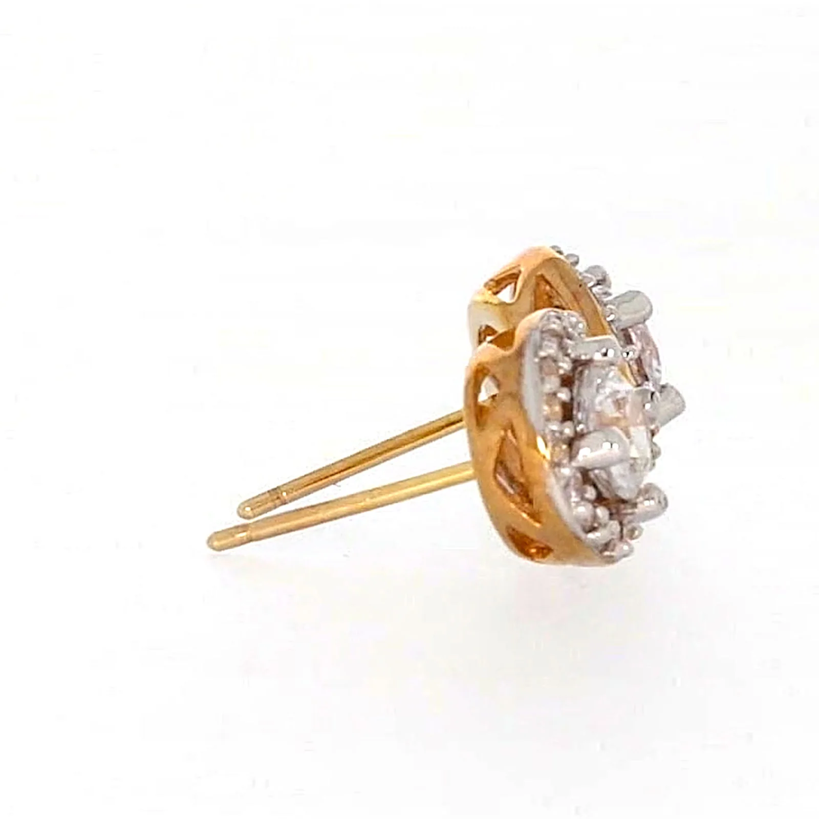 HUSH 9ct Yellow Gold Round Brilliant Cut with 0.60 CARAT tw of Diamond Simulants Stud Earrings - Image 58