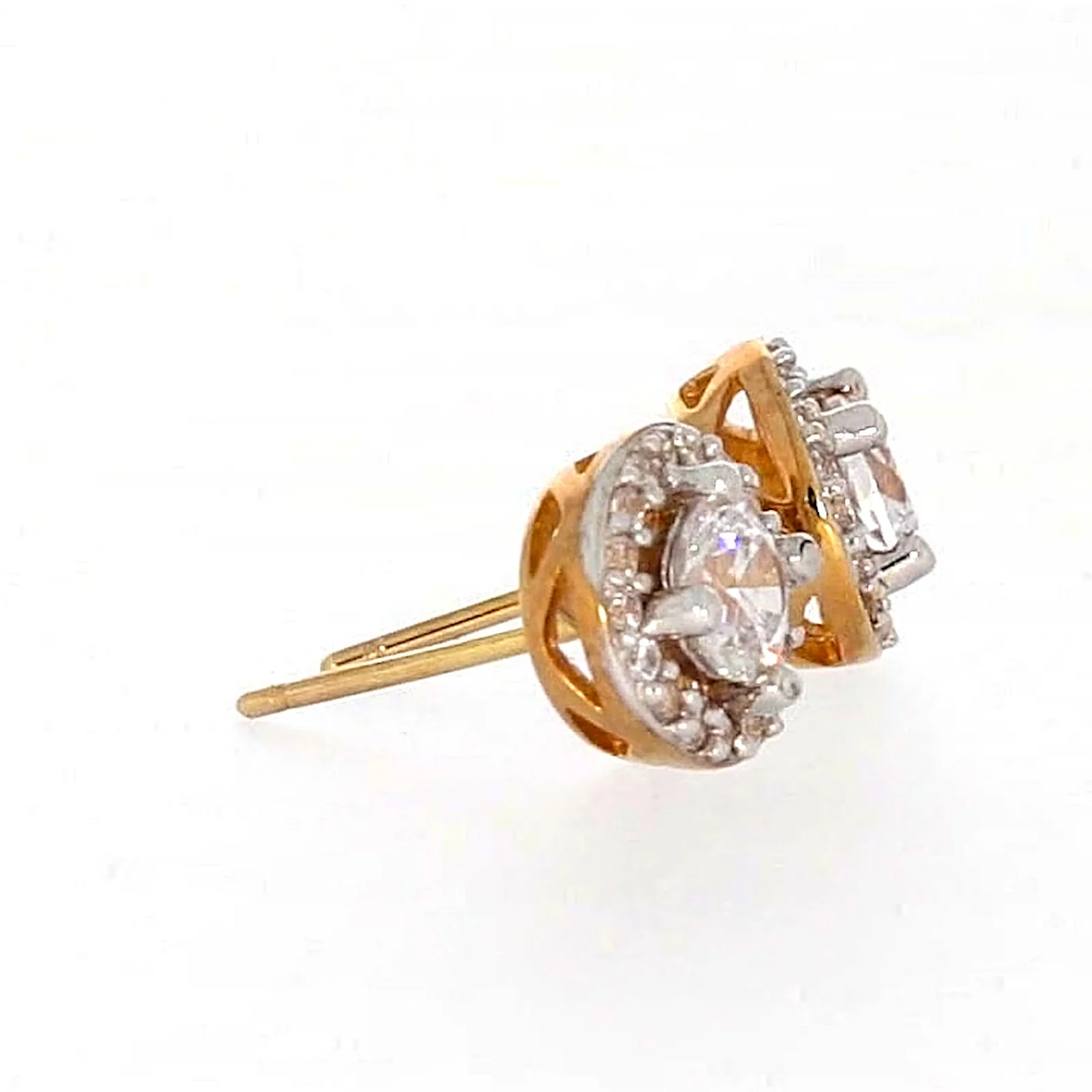 HUSH 9ct Yellow Gold Round Brilliant Cut with 0.60 CARAT tw of Diamond Simulants Stud Earrings - Image 61