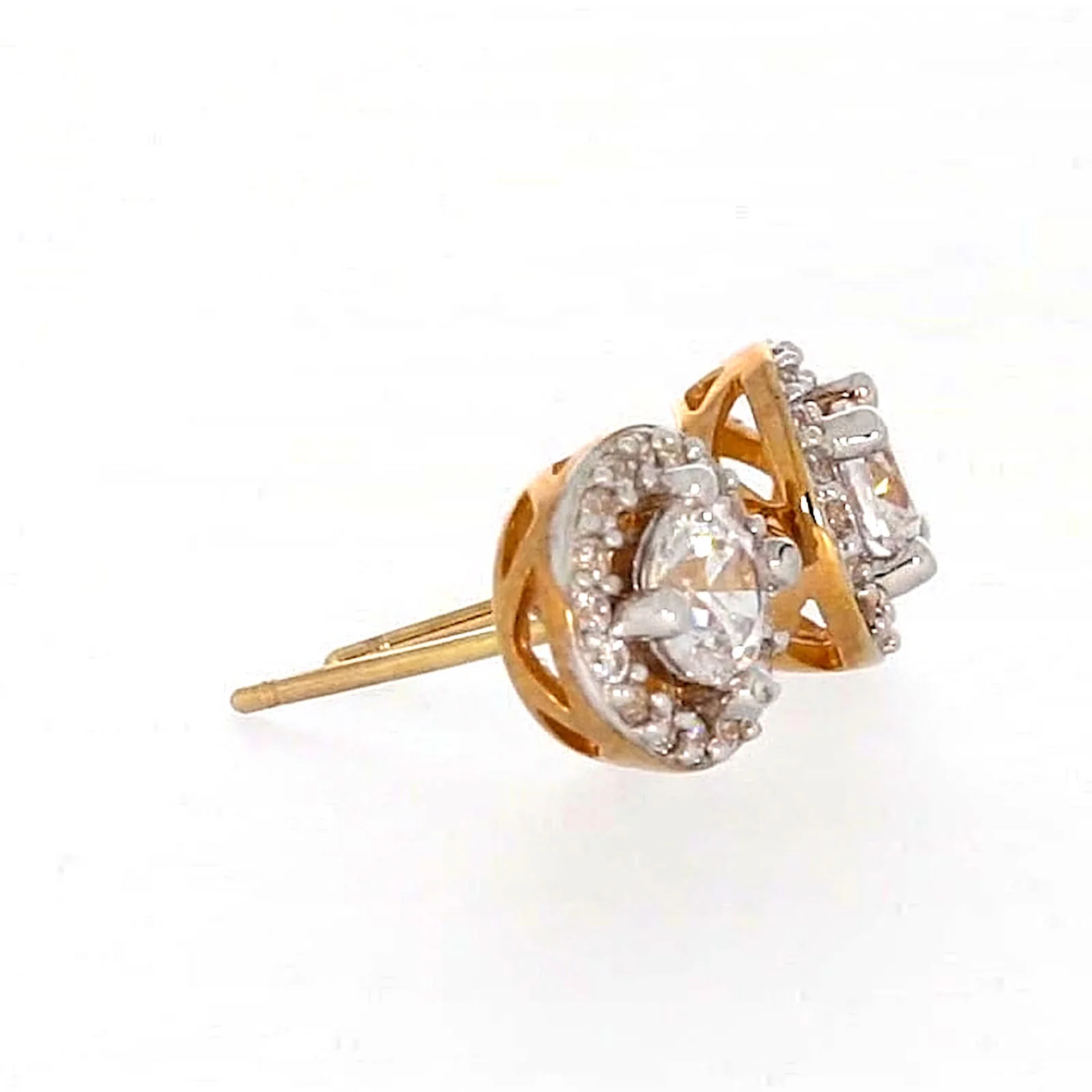HUSH 9ct Yellow Gold Round Brilliant Cut with 0.60 CARAT tw of Diamond Simulants Stud Earrings - Image 62