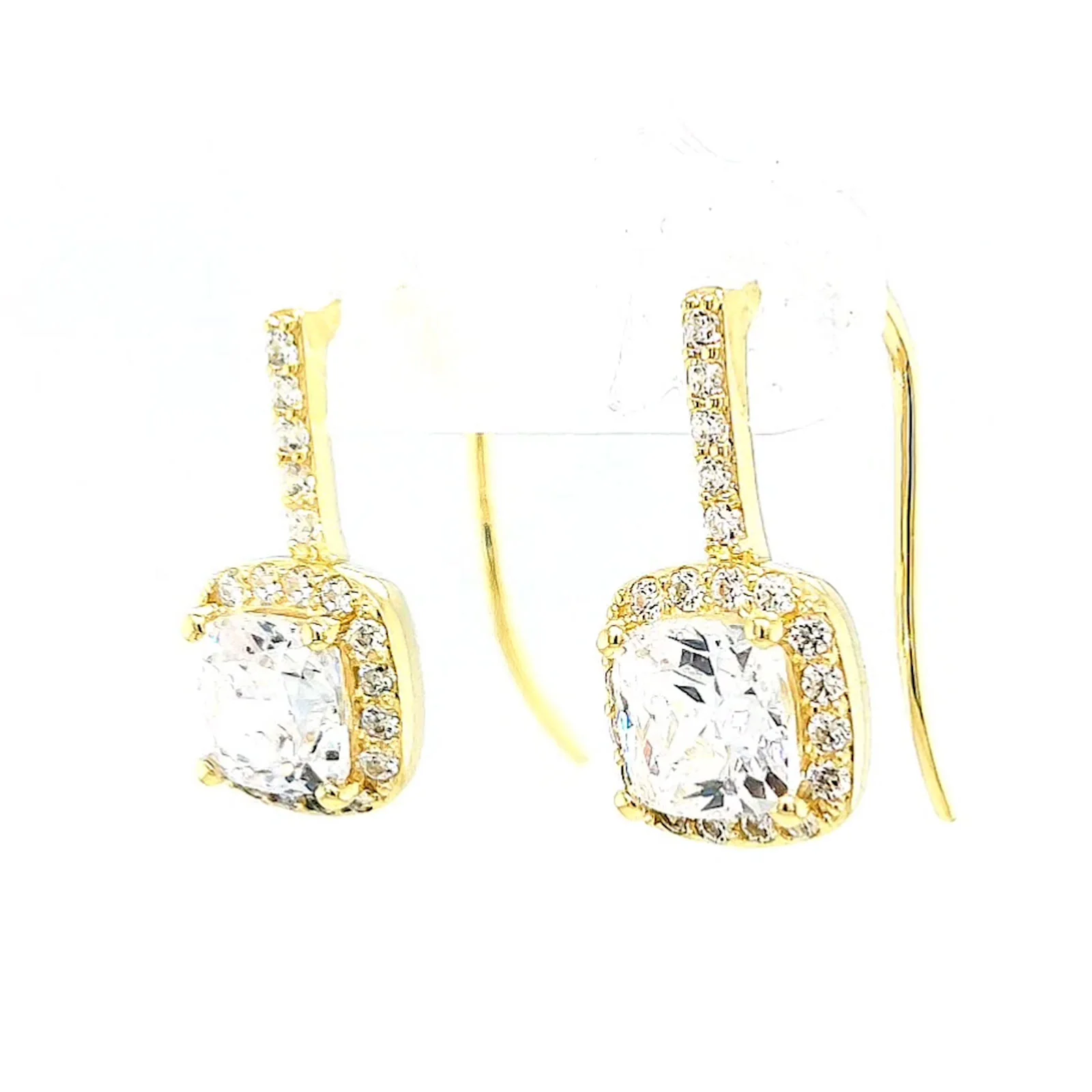 HUSH 9ct Yellow Gold Cushion & Round Brilliant Cut with 2.40 CARAT tw of Diamond Simulants Drop Earrings - Image 10
