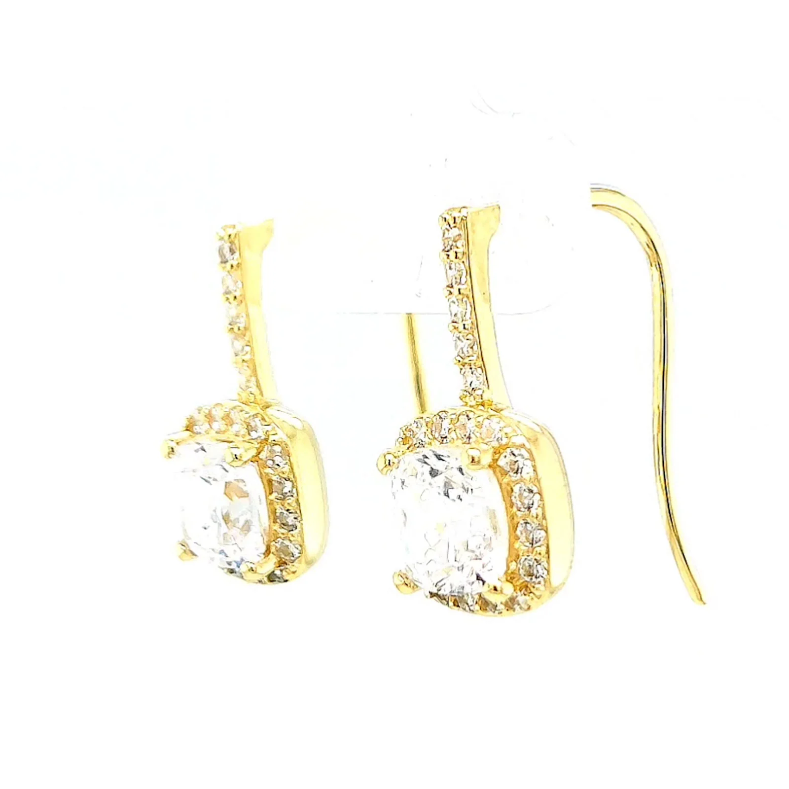 HUSH 9ct Yellow Gold Cushion & Round Brilliant Cut with 2.40 CARAT tw of Diamond Simulants Drop Earrings - Image 13