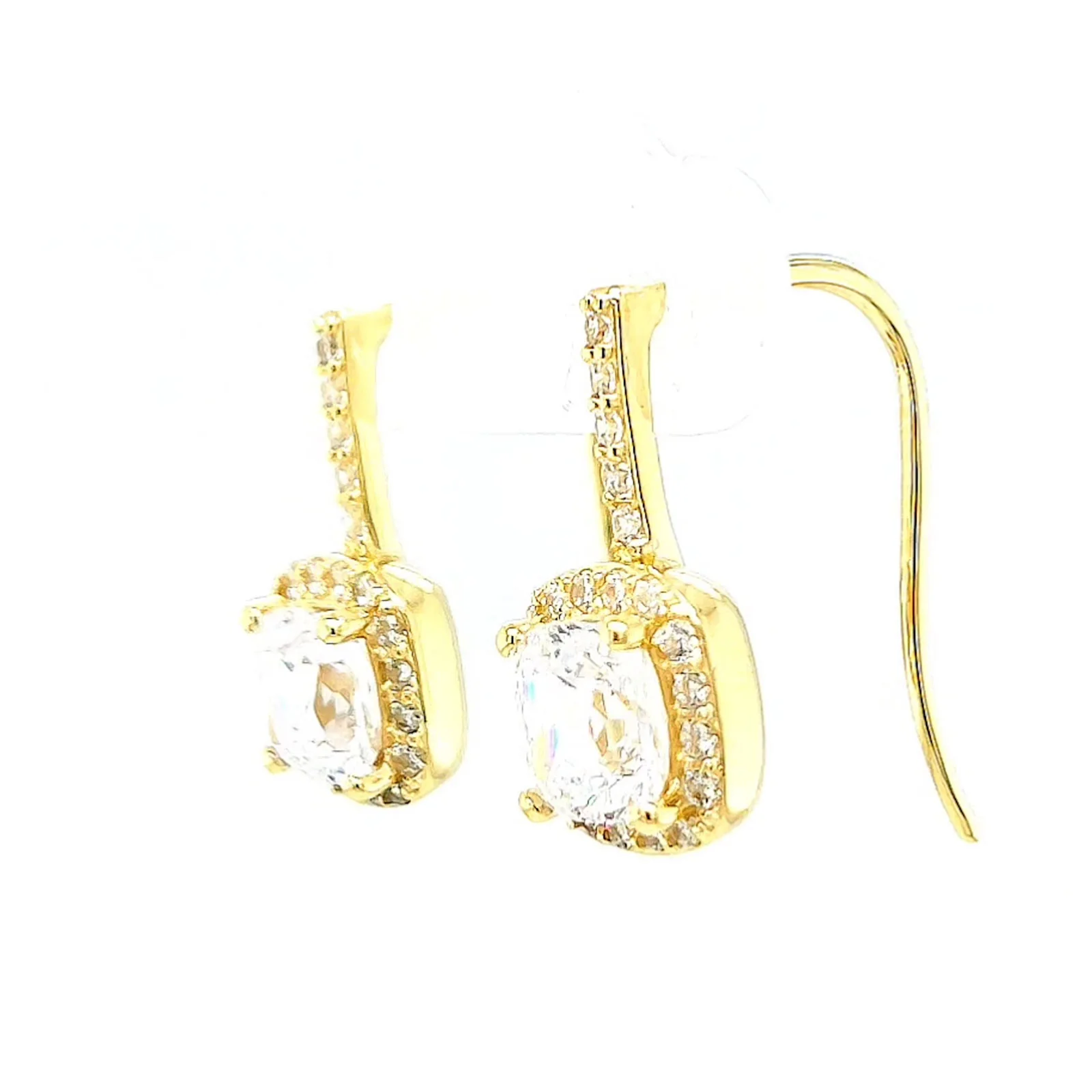 HUSH 9ct Yellow Gold Cushion & Round Brilliant Cut with 2.40 CARAT tw of Diamond Simulants Drop Earrings - Image 14