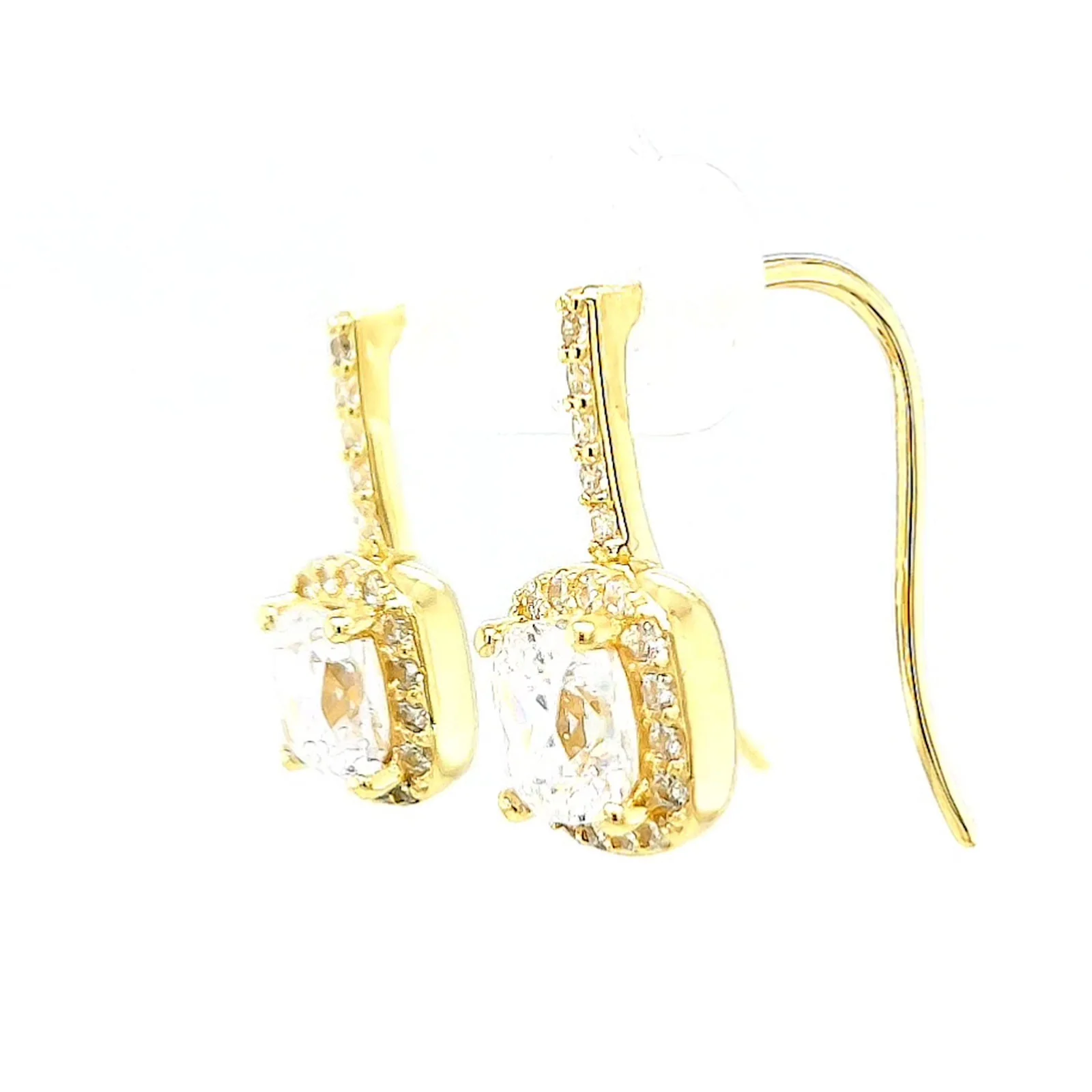 HUSH 9ct Yellow Gold Cushion & Round Brilliant Cut with 2.40 CARAT tw of Diamond Simulants Drop Earrings - Image 15