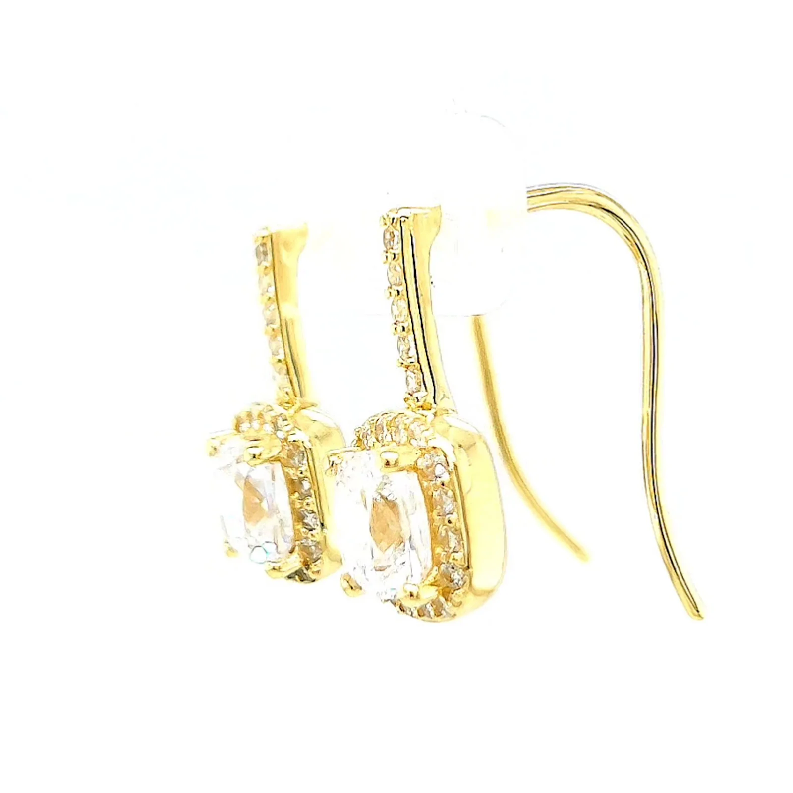 HUSH 9ct Yellow Gold Cushion & Round Brilliant Cut with 2.40 CARAT tw of Diamond Simulants Drop Earrings - Image 16
