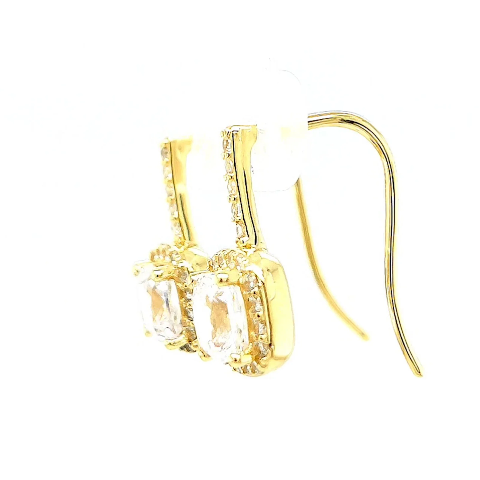 HUSH 9ct Yellow Gold Cushion & Round Brilliant Cut with 2.40 CARAT tw of Diamond Simulants Drop Earrings - Image 17