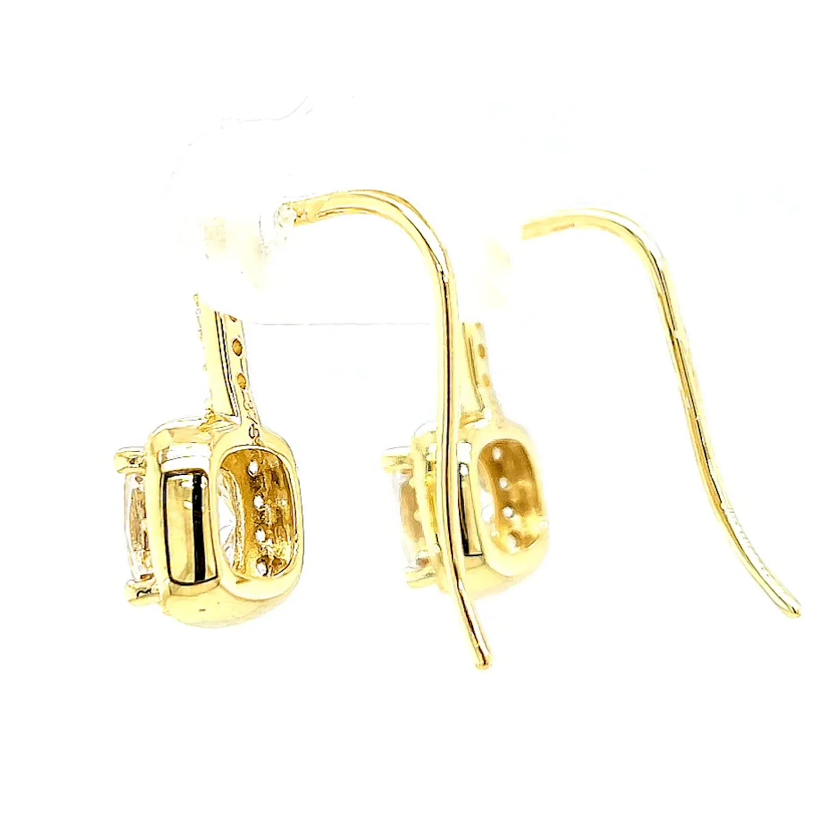 HUSH 9ct Yellow Gold Cushion & Round Brilliant Cut with 2.40 CARAT tw of Diamond Simulants Drop Earrings - Image 28