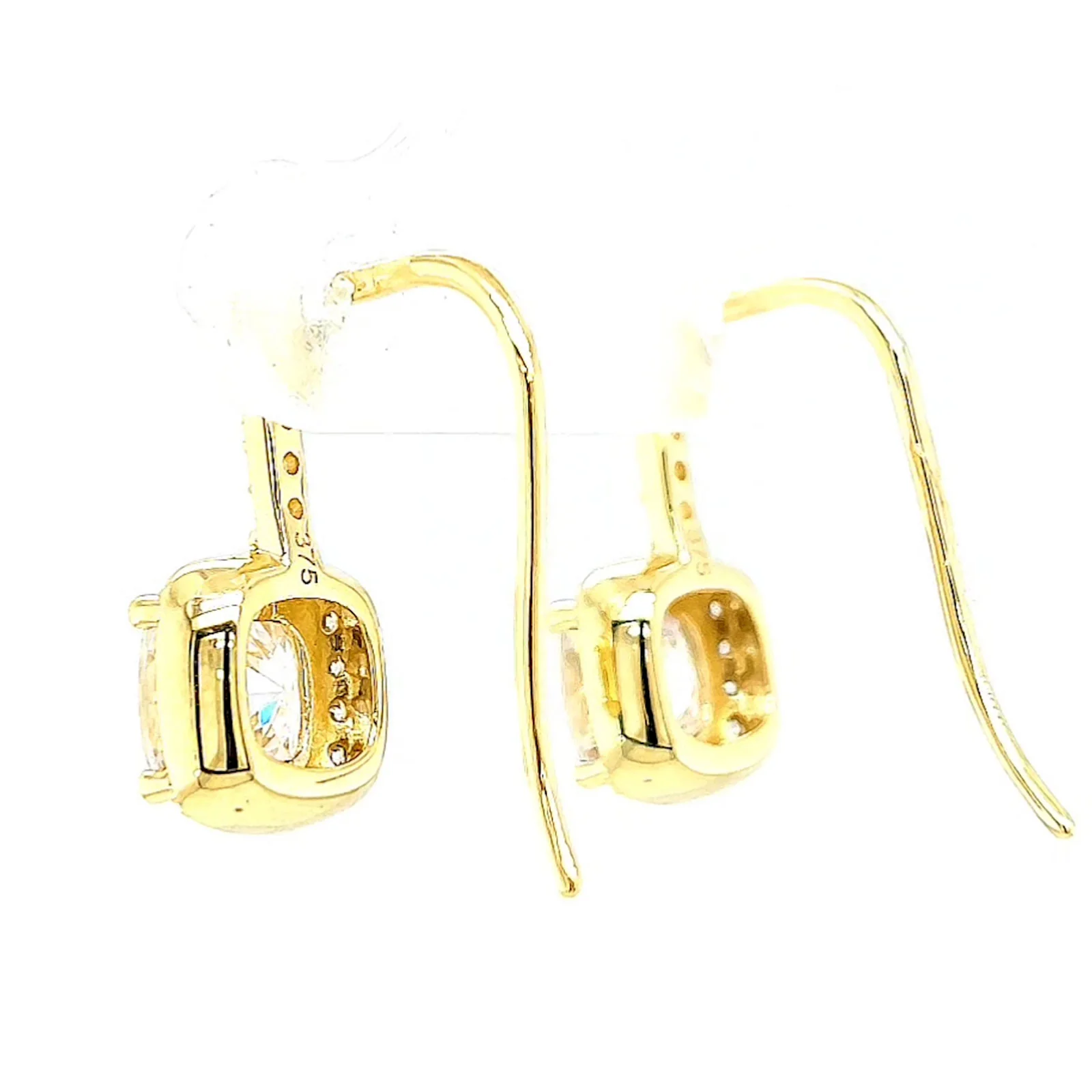 HUSH 9ct Yellow Gold Cushion & Round Brilliant Cut with 2.40 CARAT tw of Diamond Simulants Drop Earrings - Image 30