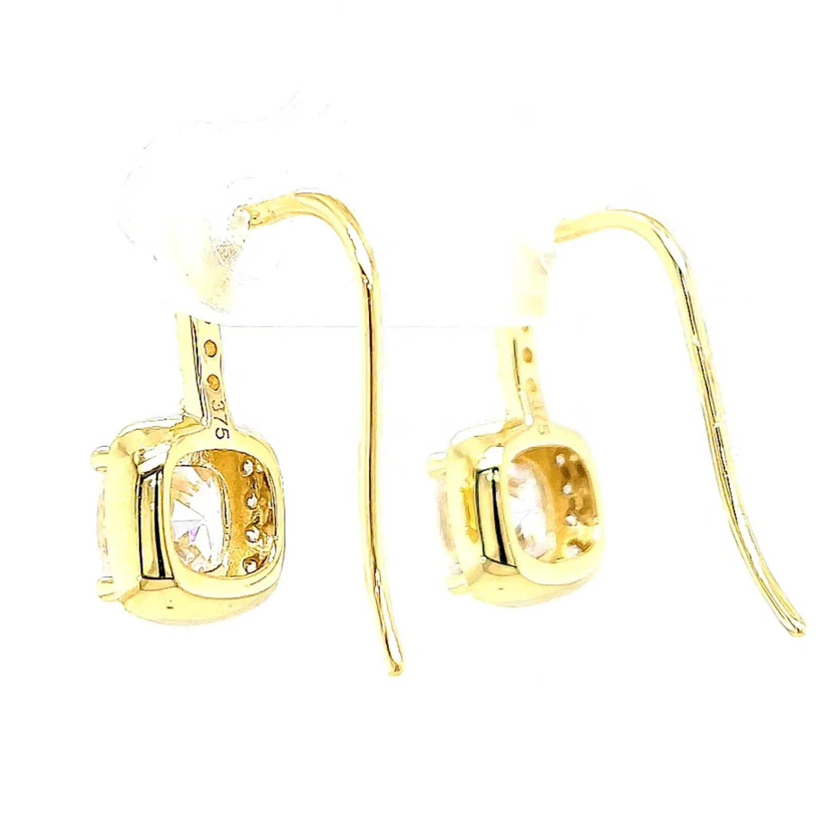 HUSH 9ct Yellow Gold Cushion & Round Brilliant Cut with 2.40 CARAT tw of Diamond Simulants Drop Earrings - Image 31