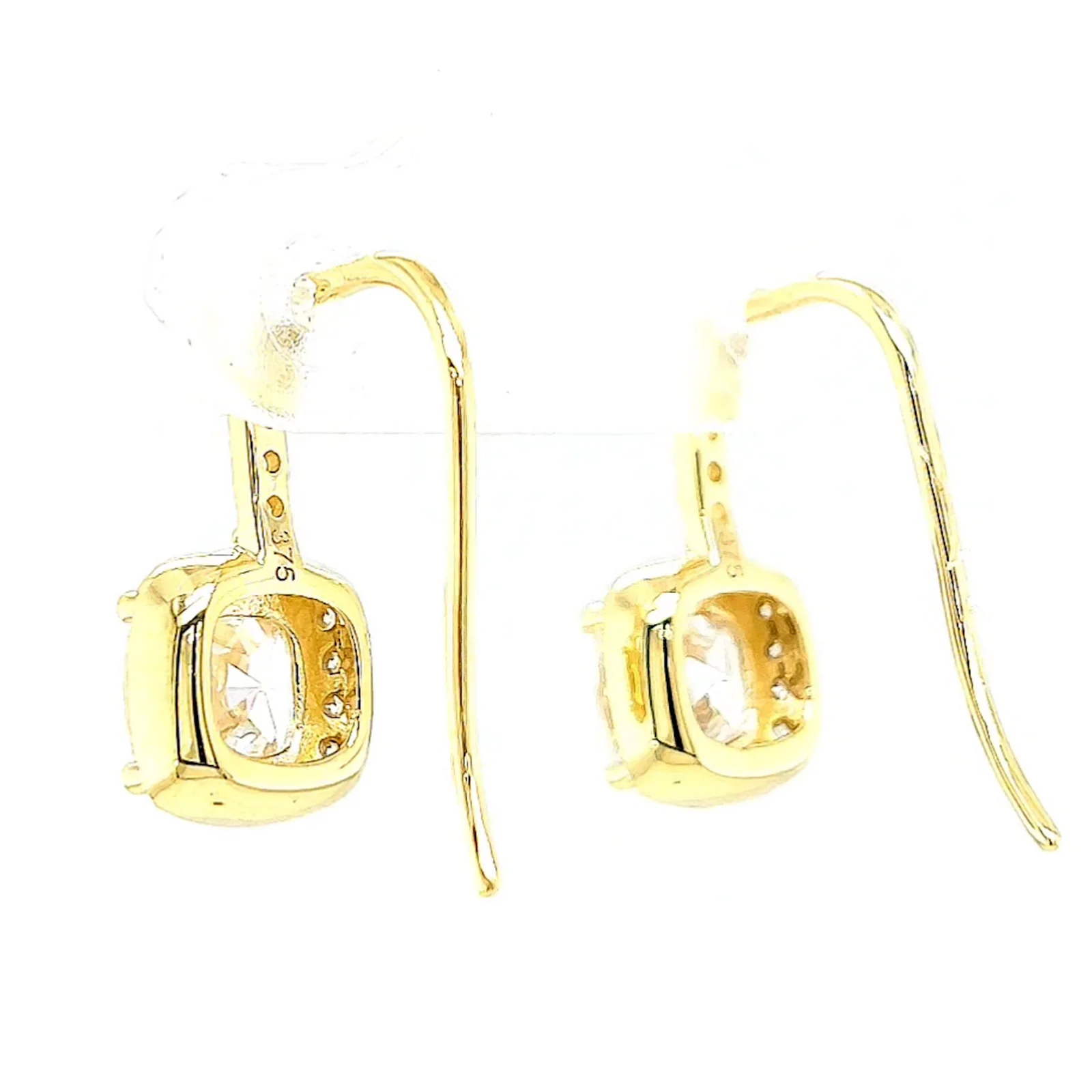 HUSH 9ct Yellow Gold Cushion & Round Brilliant Cut with 2.40 CARAT tw of Diamond Simulants Drop Earrings - Image 32