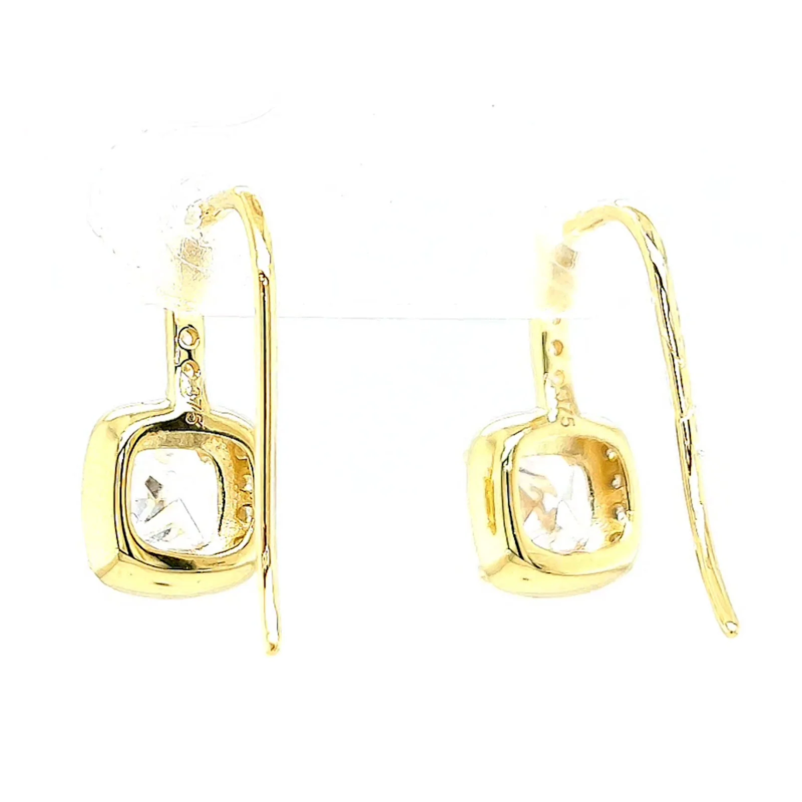 HUSH 9ct Yellow Gold Cushion & Round Brilliant Cut with 2.40 CARAT tw of Diamond Simulants Drop Earrings - Image 35