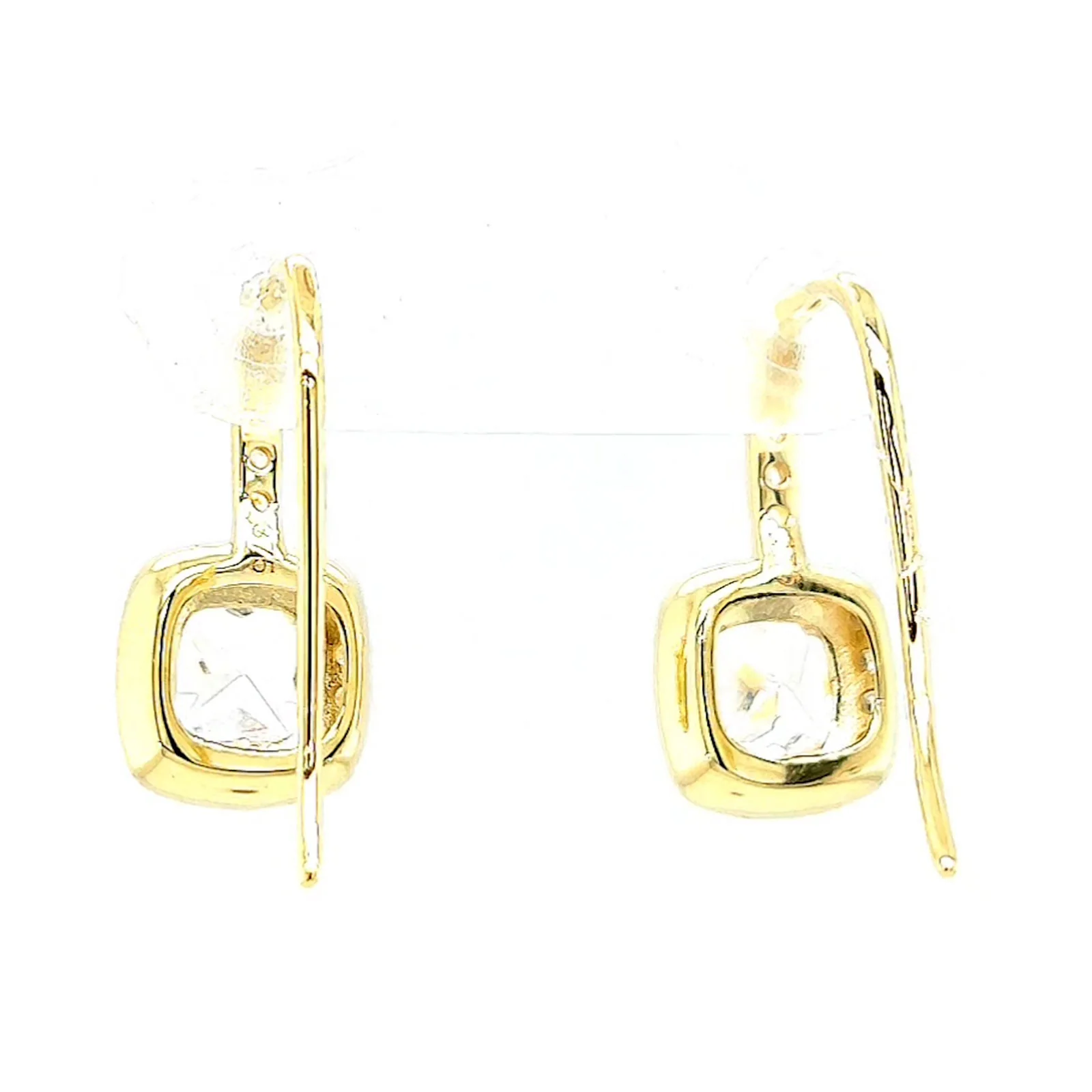 HUSH 9ct Yellow Gold Cushion & Round Brilliant Cut with 2.40 CARAT tw of Diamond Simulants Drop Earrings - Image 37