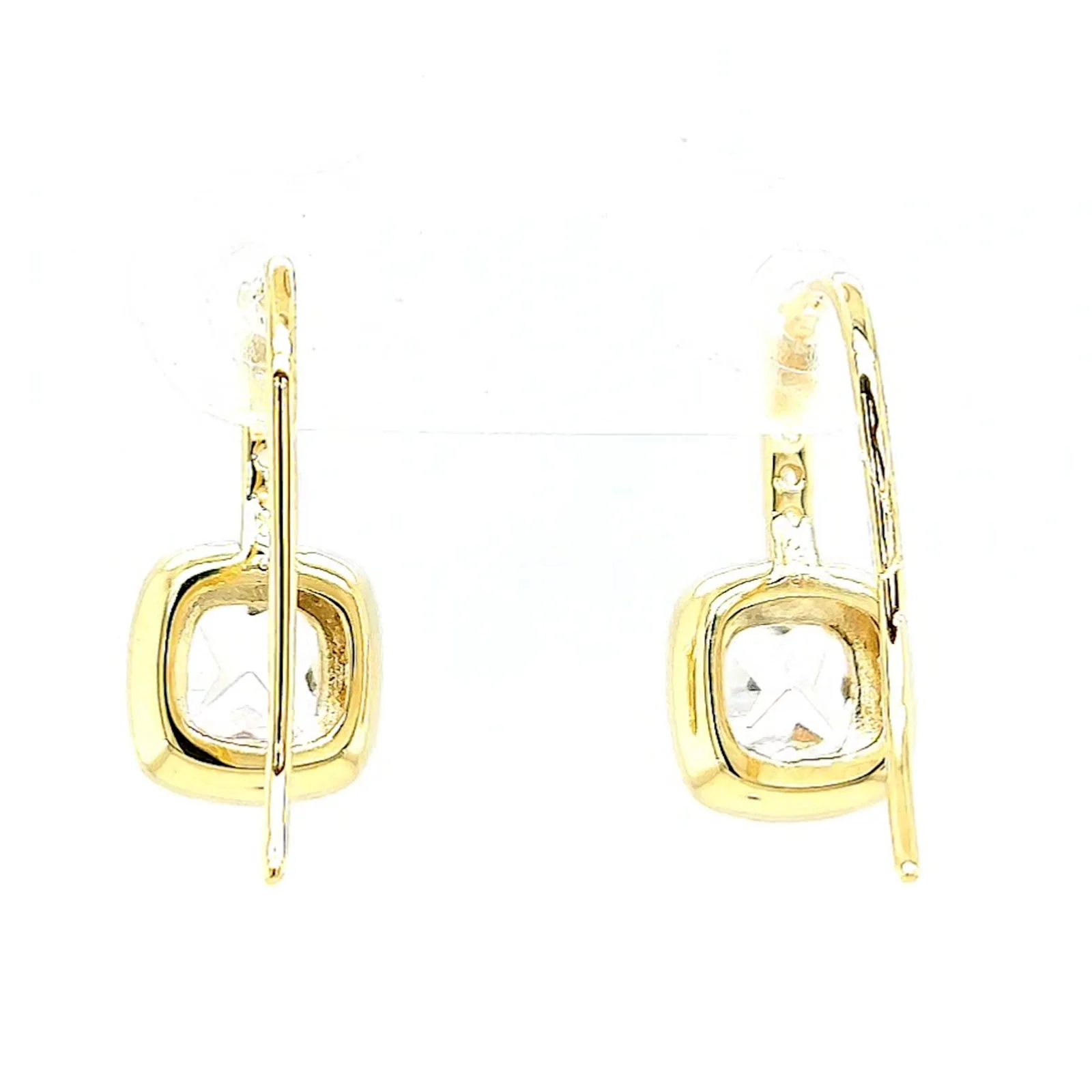 HUSH 9ct Yellow Gold Cushion & Round Brilliant Cut with 2.40 CARAT tw of Diamond Simulants Drop Earrings - Image 38