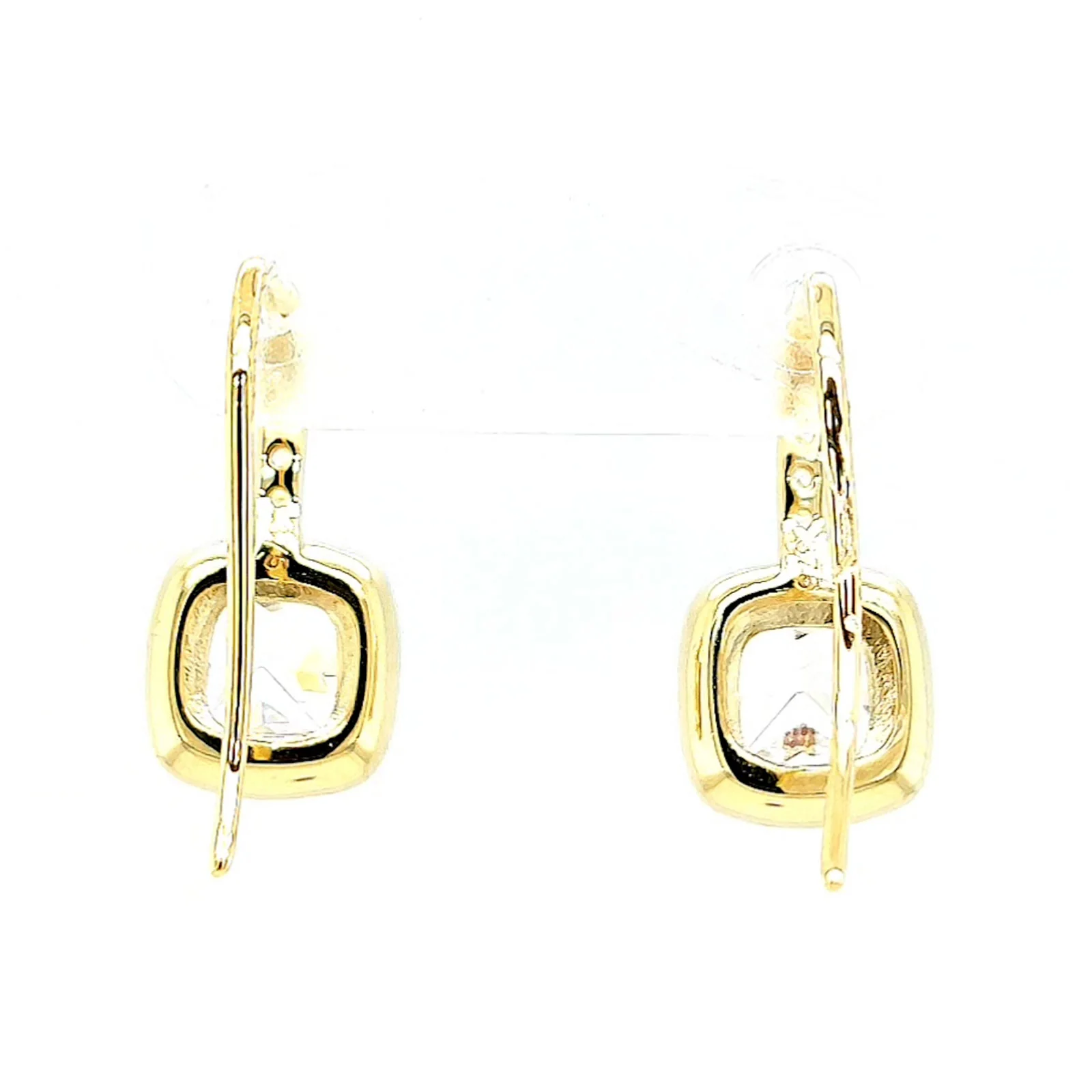 HUSH 9ct Yellow Gold Cushion & Round Brilliant Cut with 2.40 CARAT tw of Diamond Simulants Drop Earrings - Image 40