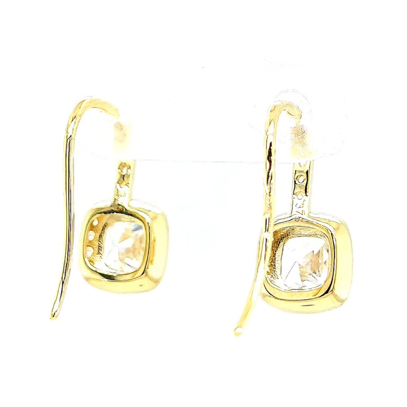 HUSH 9ct Yellow Gold Cushion & Round Brilliant Cut with 2.40 CARAT tw of Diamond Simulants Drop Earrings - Image 44