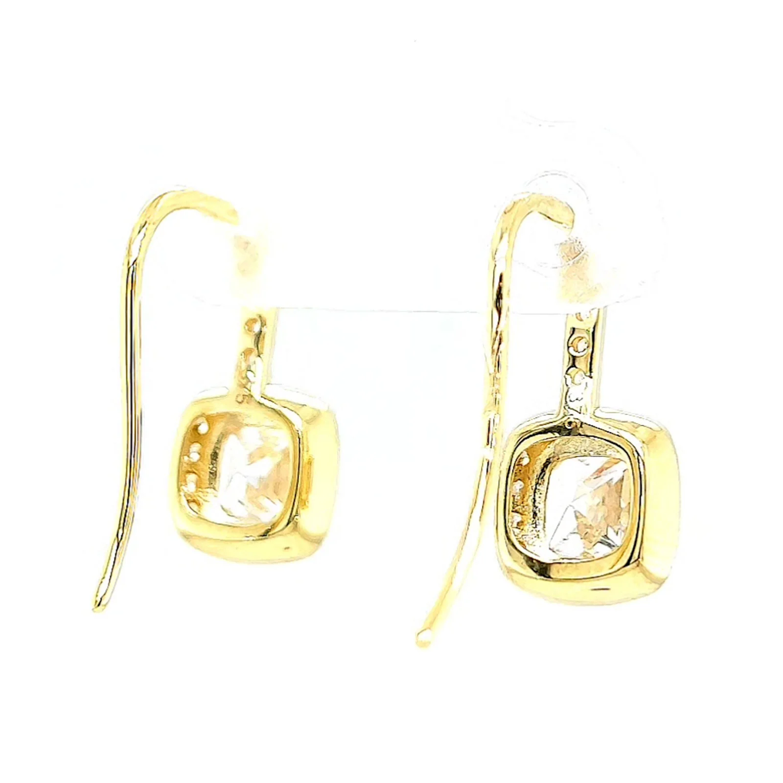 HUSH 9ct Yellow Gold Cushion & Round Brilliant Cut with 2.40 CARAT tw of Diamond Simulants Drop Earrings - Image 45