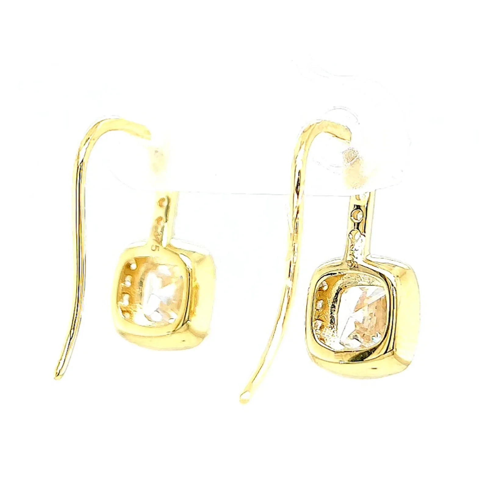 HUSH 9ct Yellow Gold Cushion & Round Brilliant Cut with 2.40 CARAT tw of Diamond Simulants Drop Earrings - Image 46